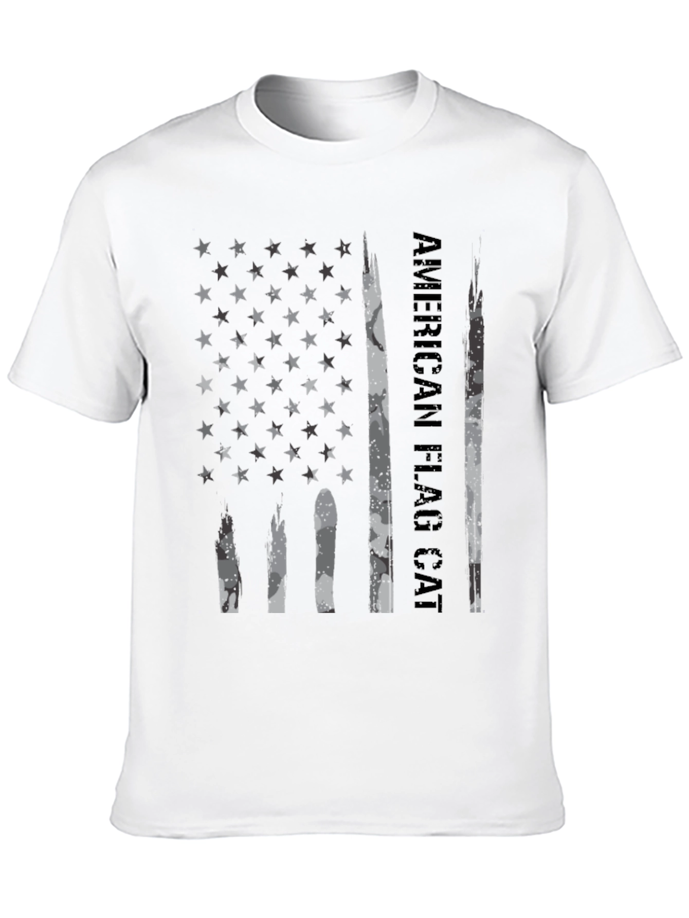 American Flag Cat T-Shirt Black Graphic Tee