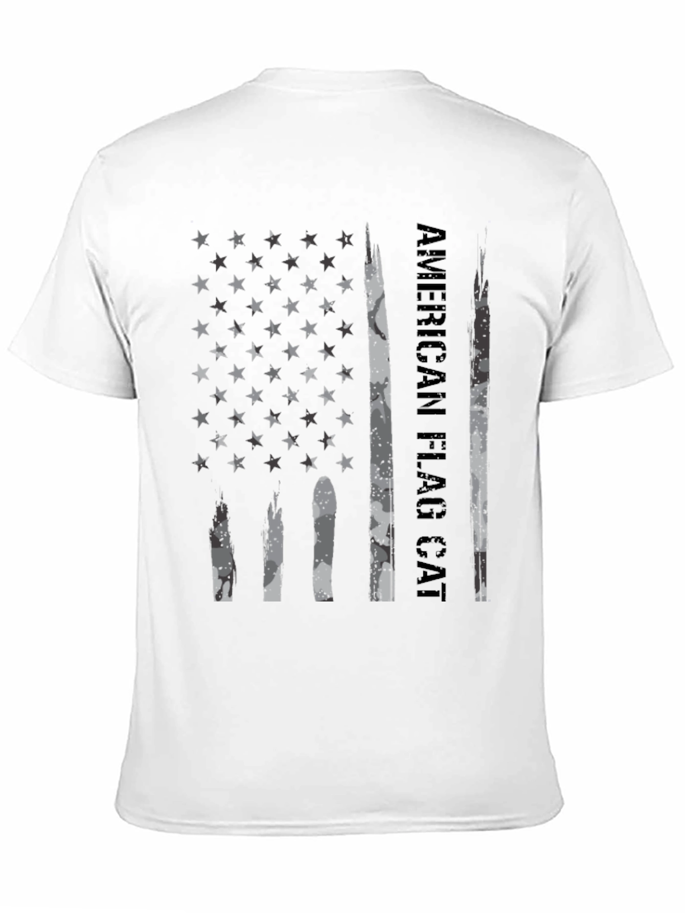 American Flag Cat T-Shirt Black Graphic Tee
