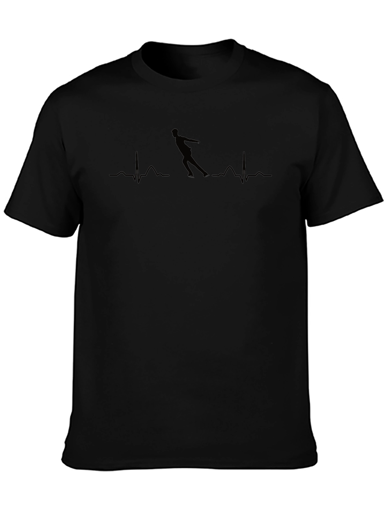 Roller Skating Heartbeat T-Shirt - Black