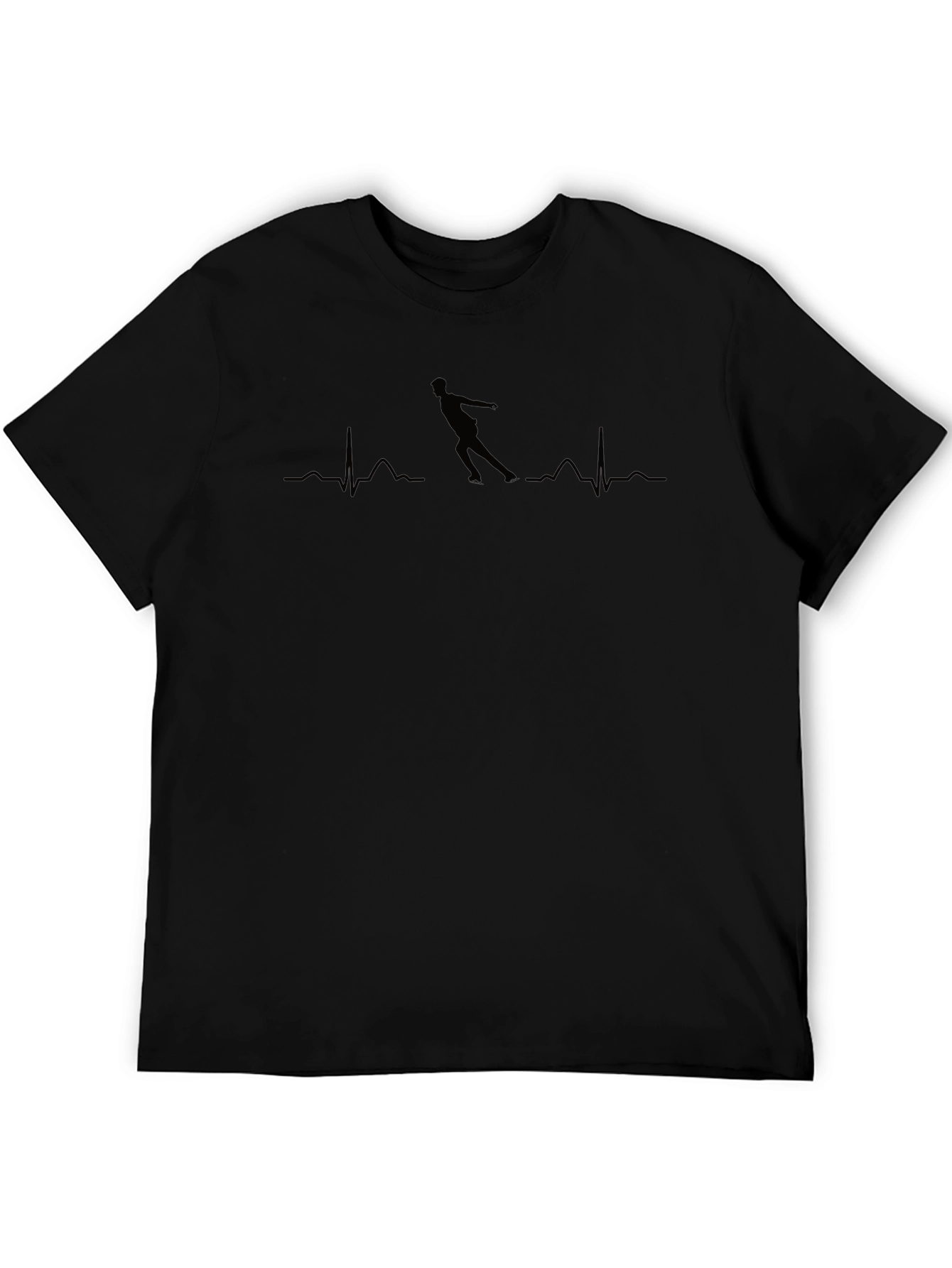 Roller Skating Heartbeat T-Shirt - Black