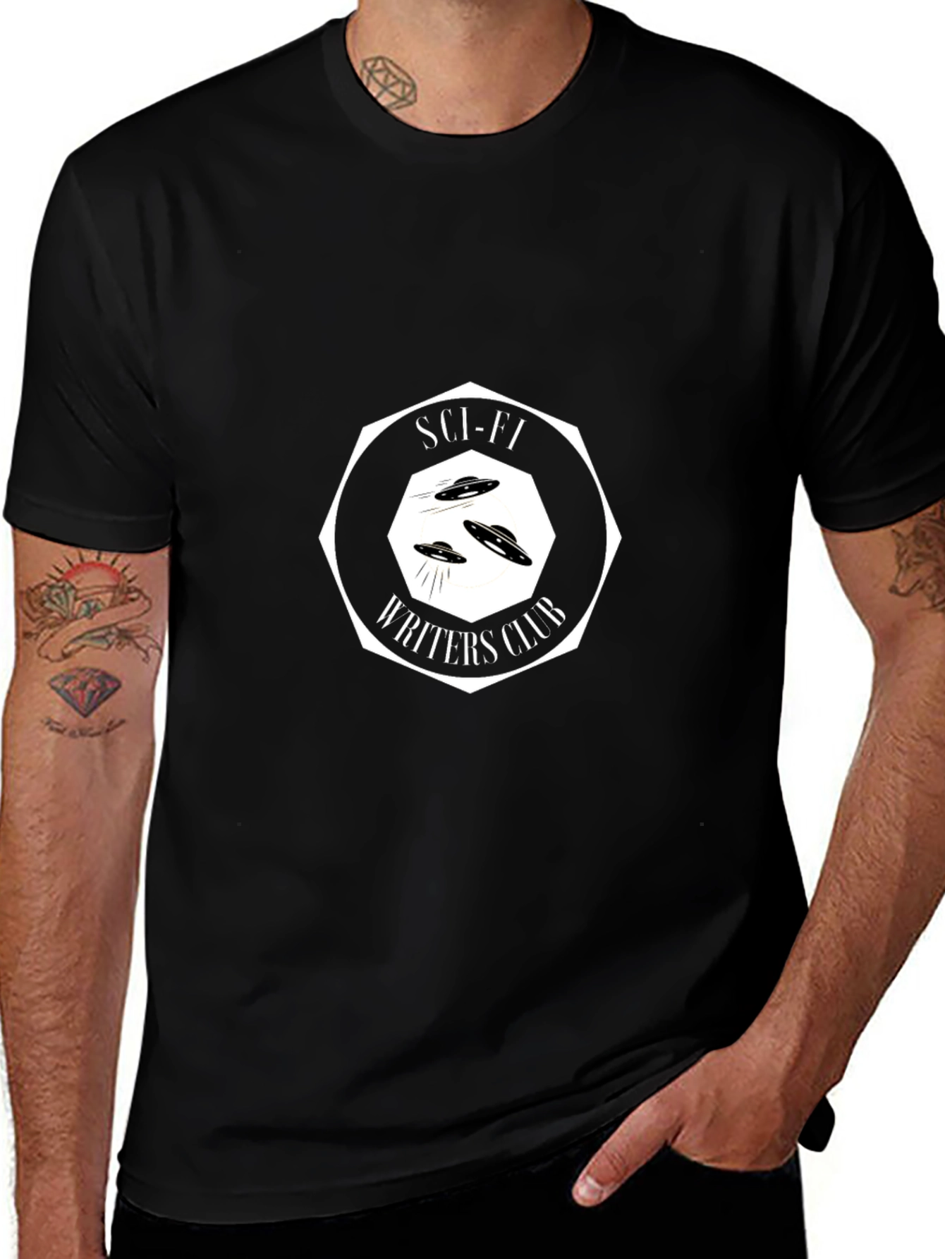 Sci-Fi Writers Club Graphic Tee - Black Cotton