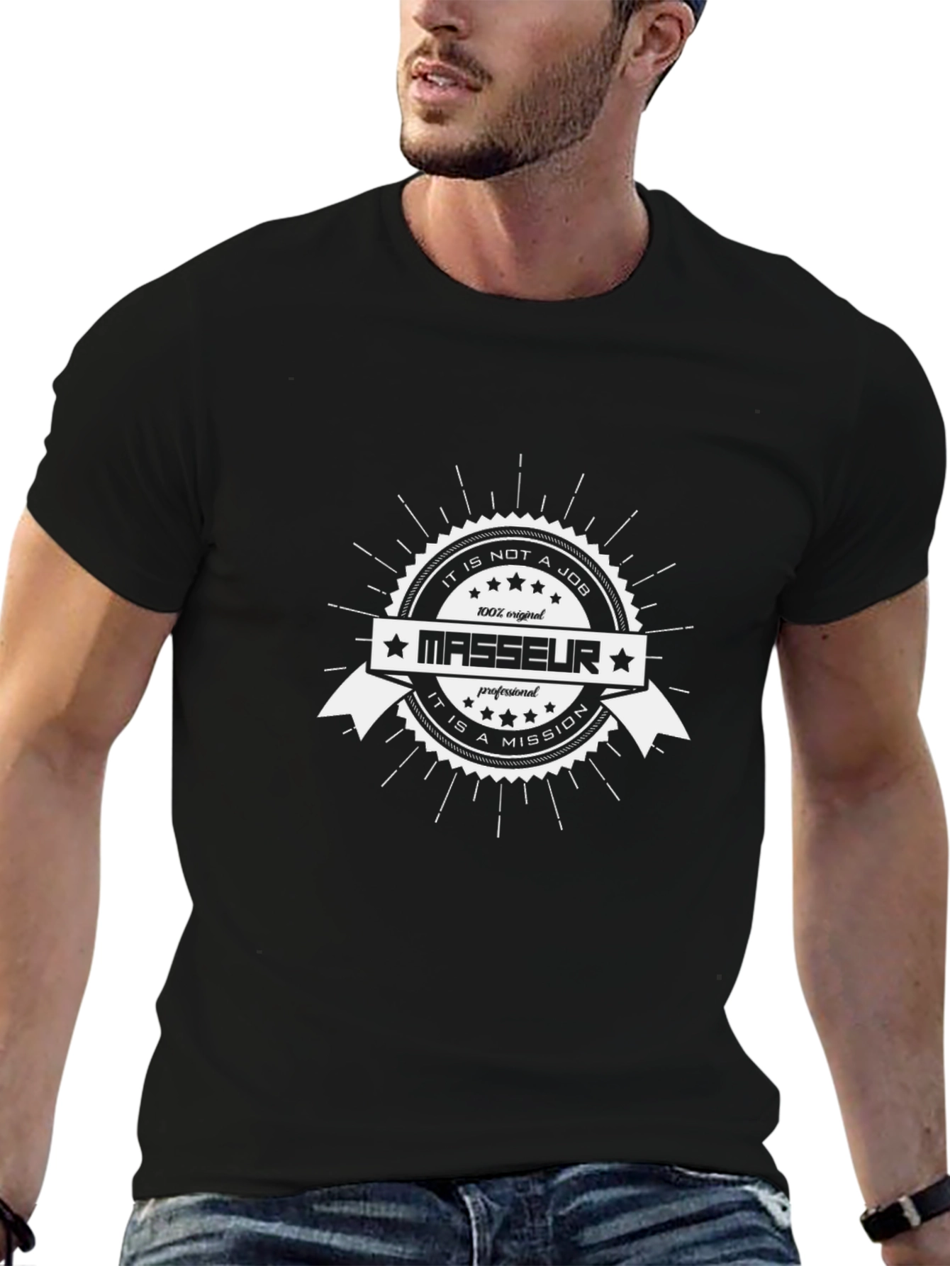 Masseur Professional Black T-Shirt: Not a Job A Mission