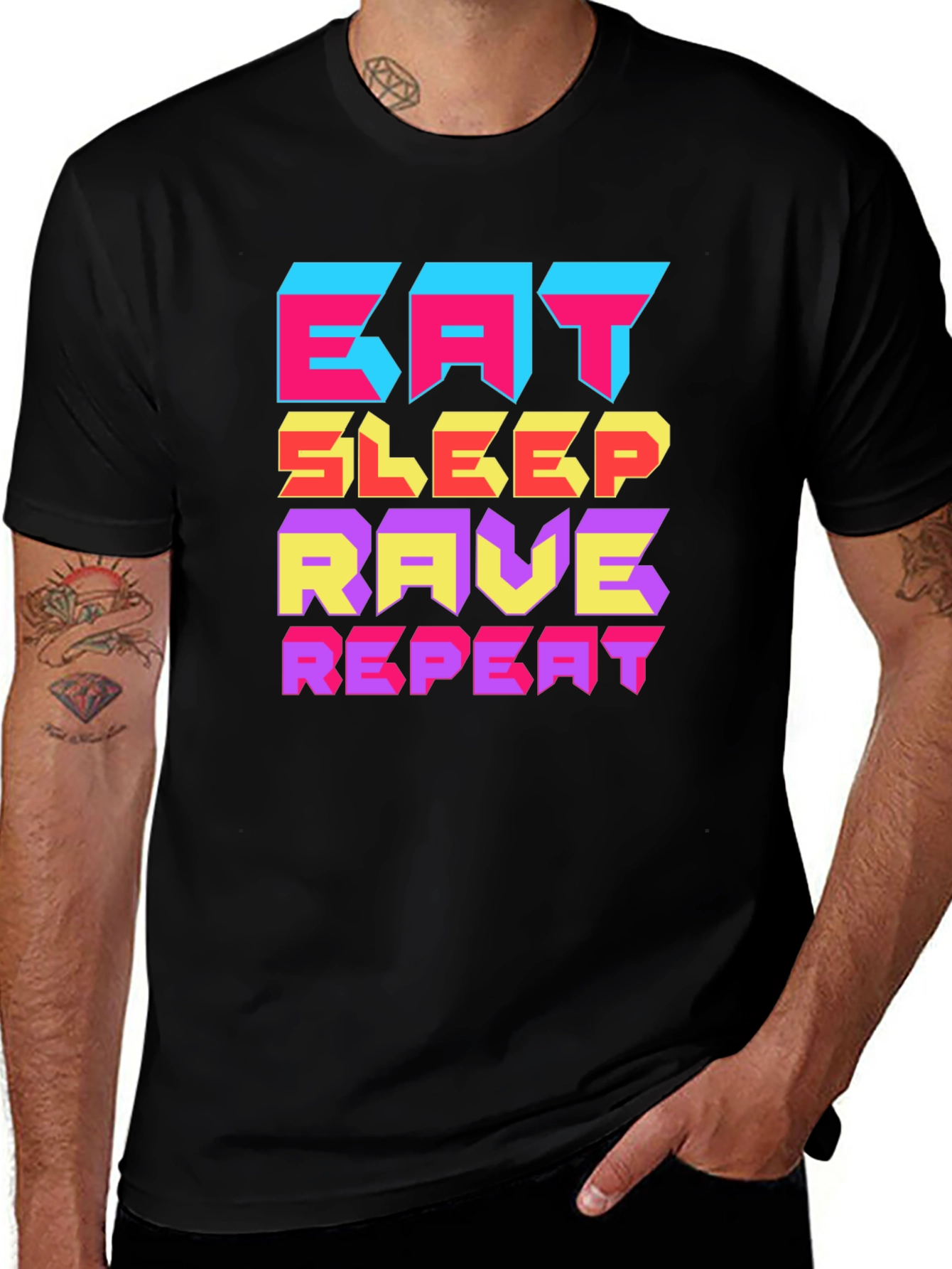 Eat Sleep Rave Repeat Graphic T-Shirt