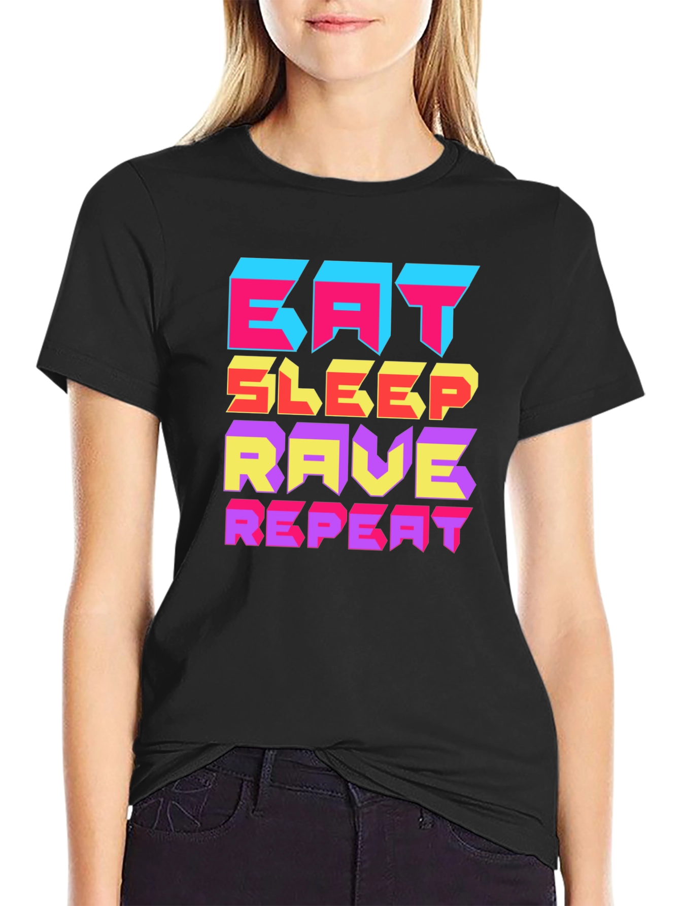 Eat Sleep Rave Repeat Graphic T-Shirt