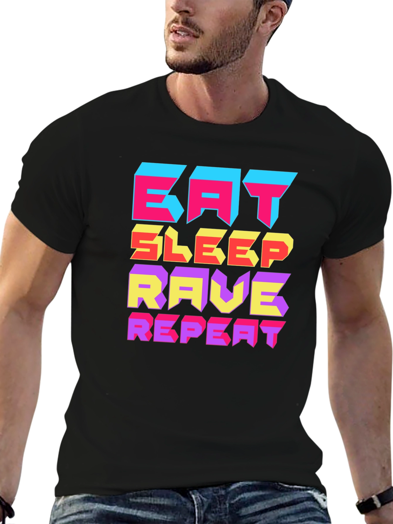 Eat Sleep Rave Repeat Graphic T-Shirt