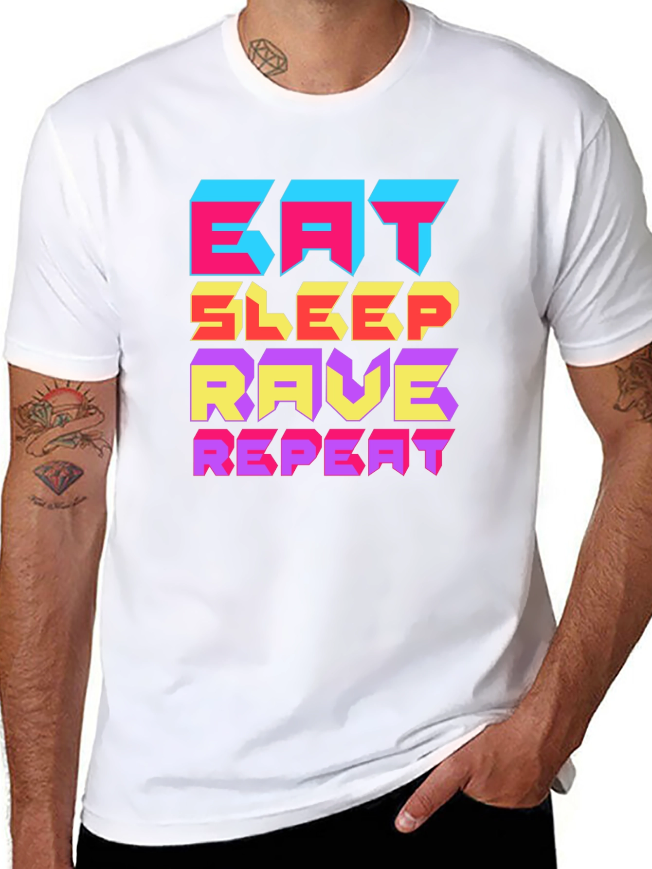 Eat Sleep Rave Repeat Graphic T-Shirt