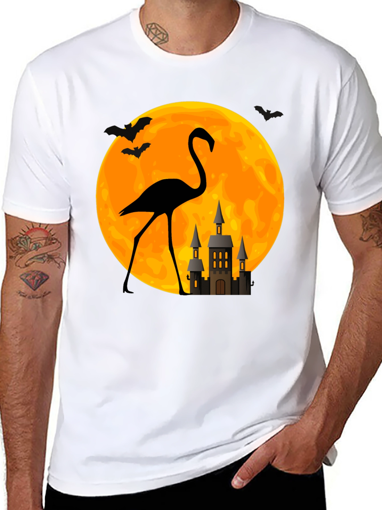 Halloween Flamingo Moon Graphic Tee