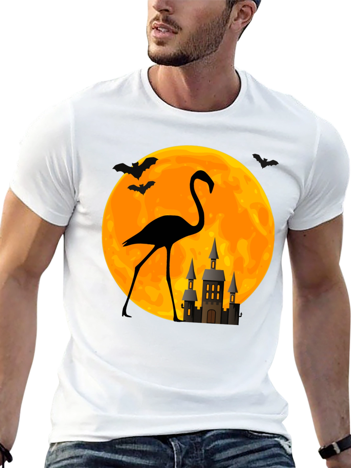Halloween Flamingo Moon Graphic Tee