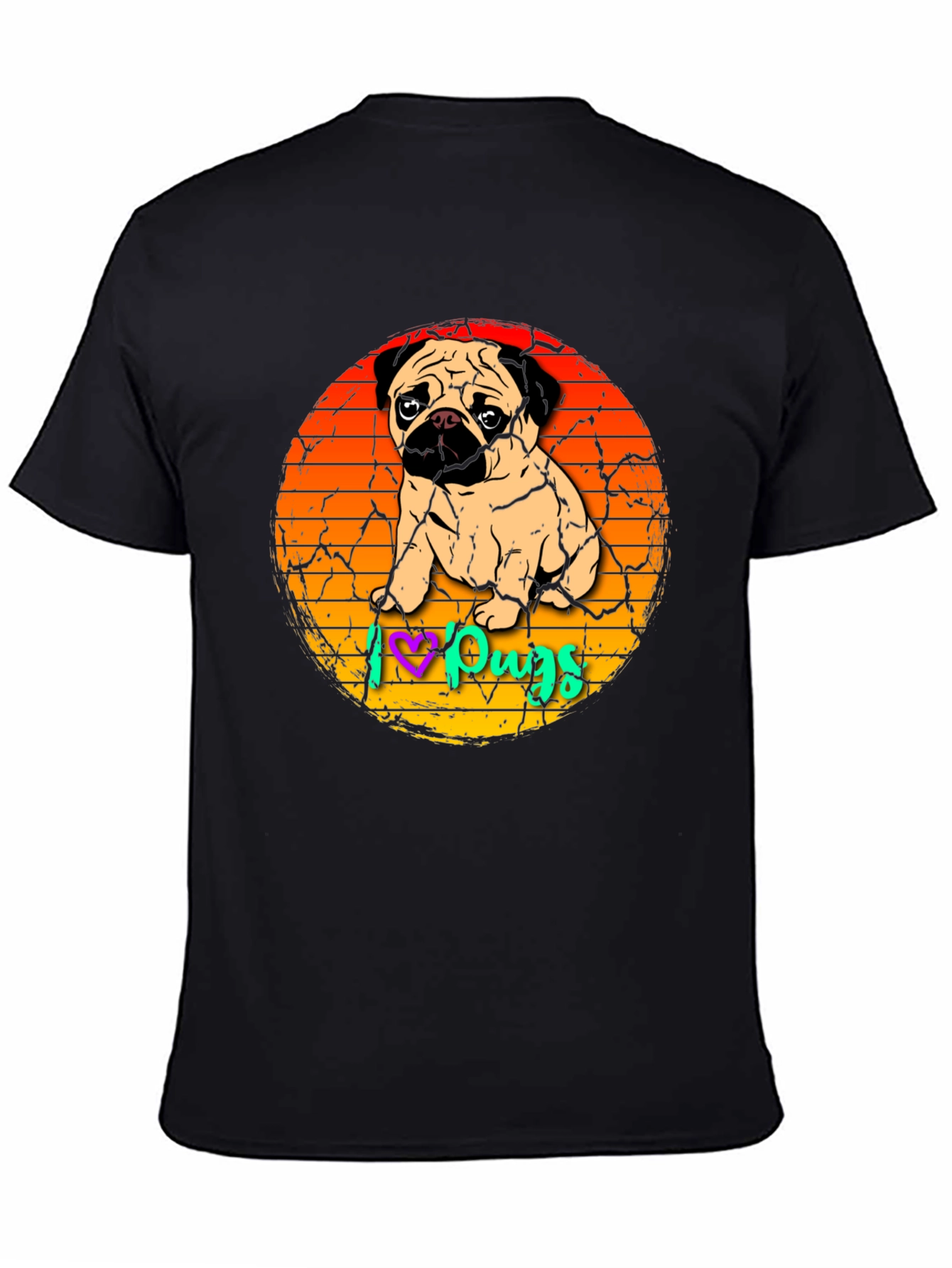 I Love Pugs Graphic Tee Cute Pug Lover Shirt