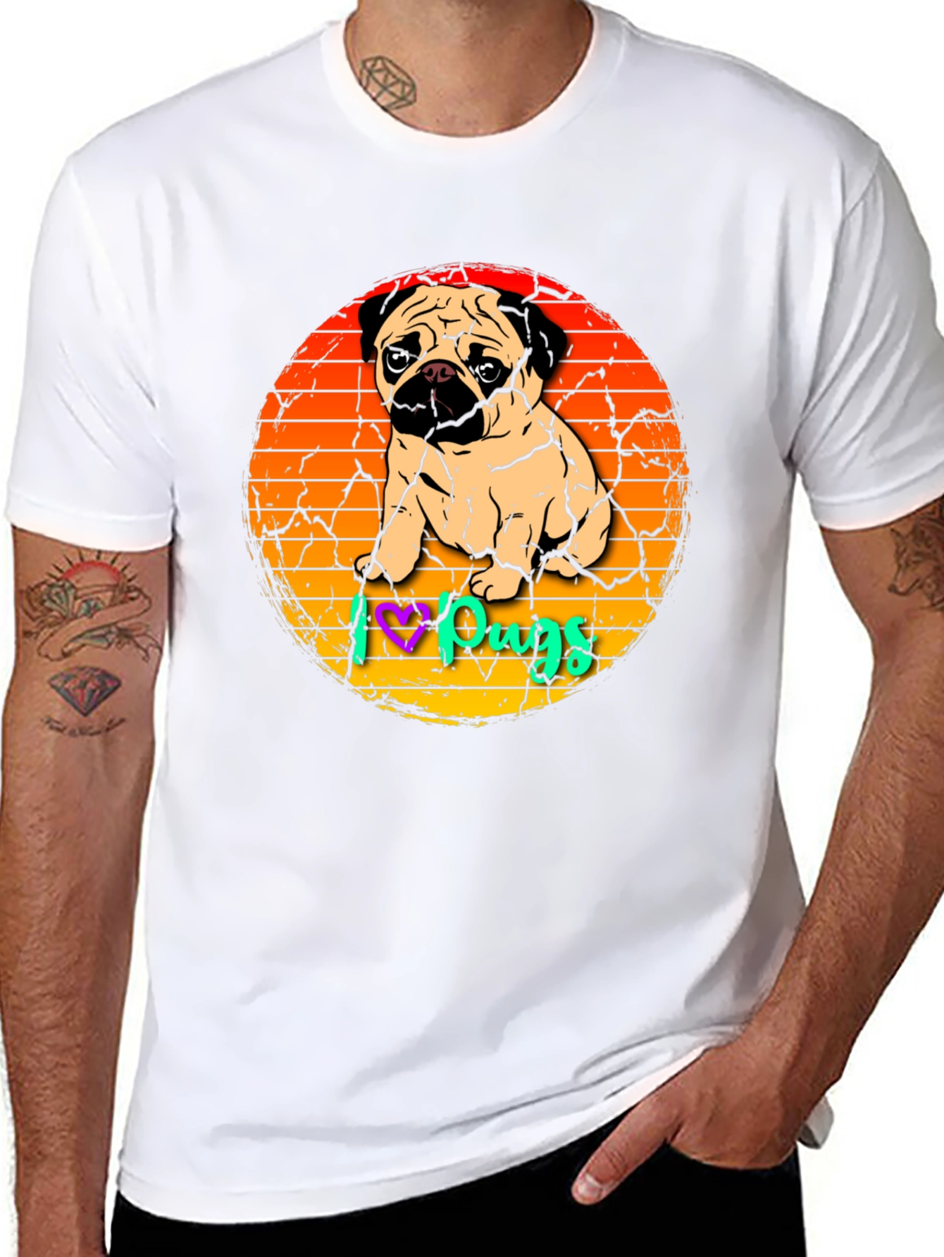 I Love Pugs Graphic Tee Cute Pug Lover Shirt
