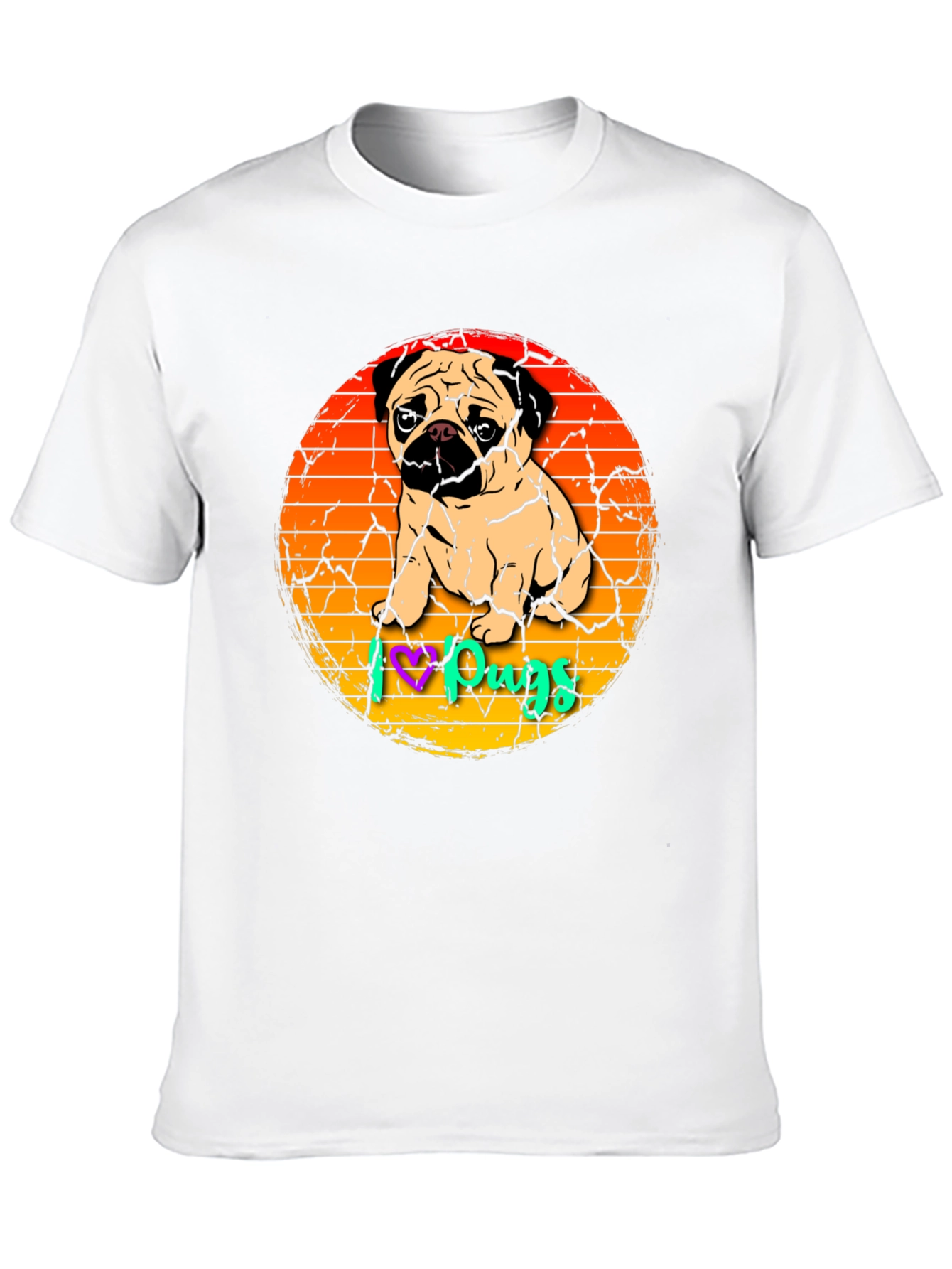 I Love Pugs Graphic Tee Cute Pug Lover Shirt