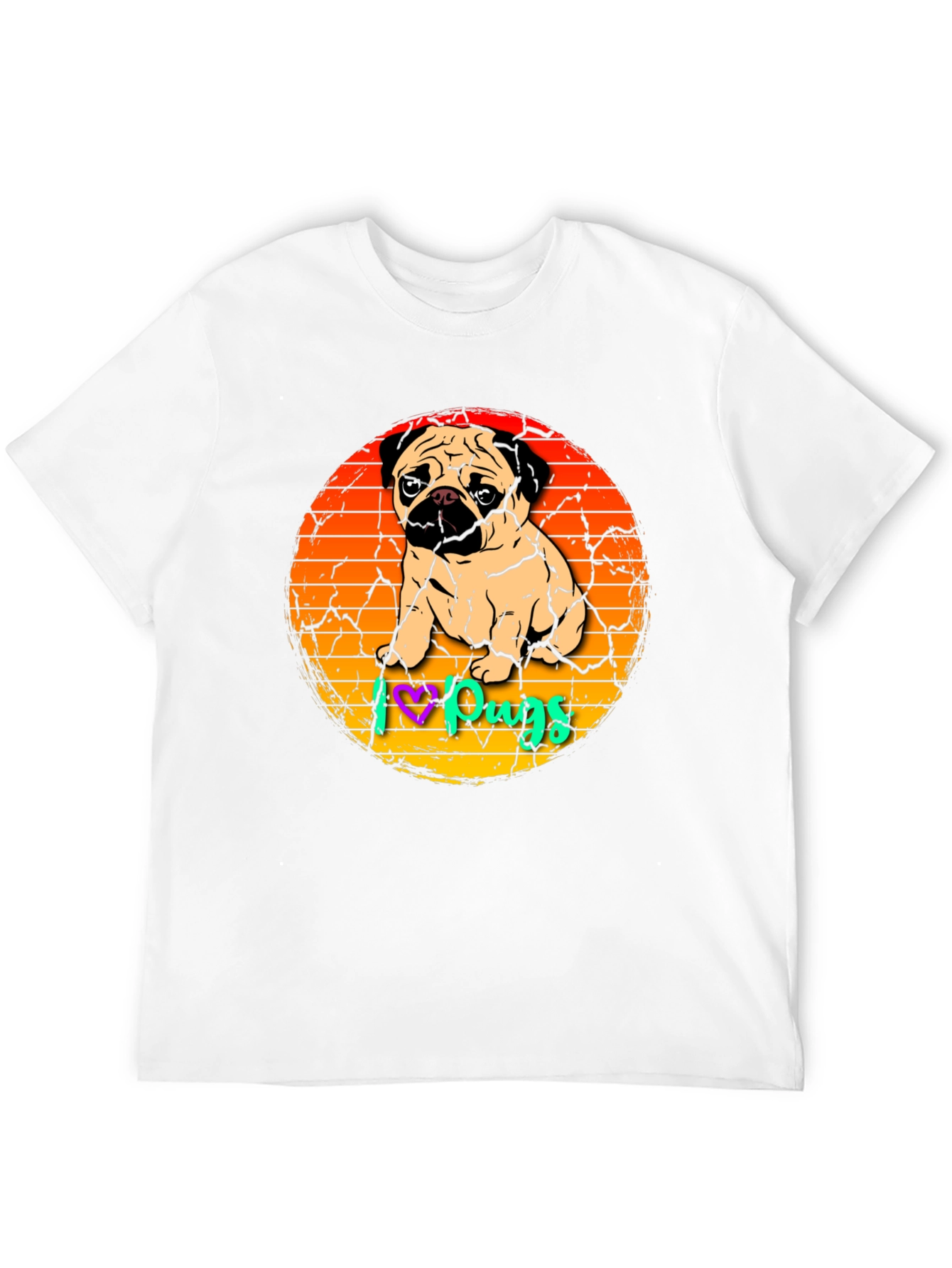 I Love Pugs Graphic Tee Cute Pug Lover Shirt