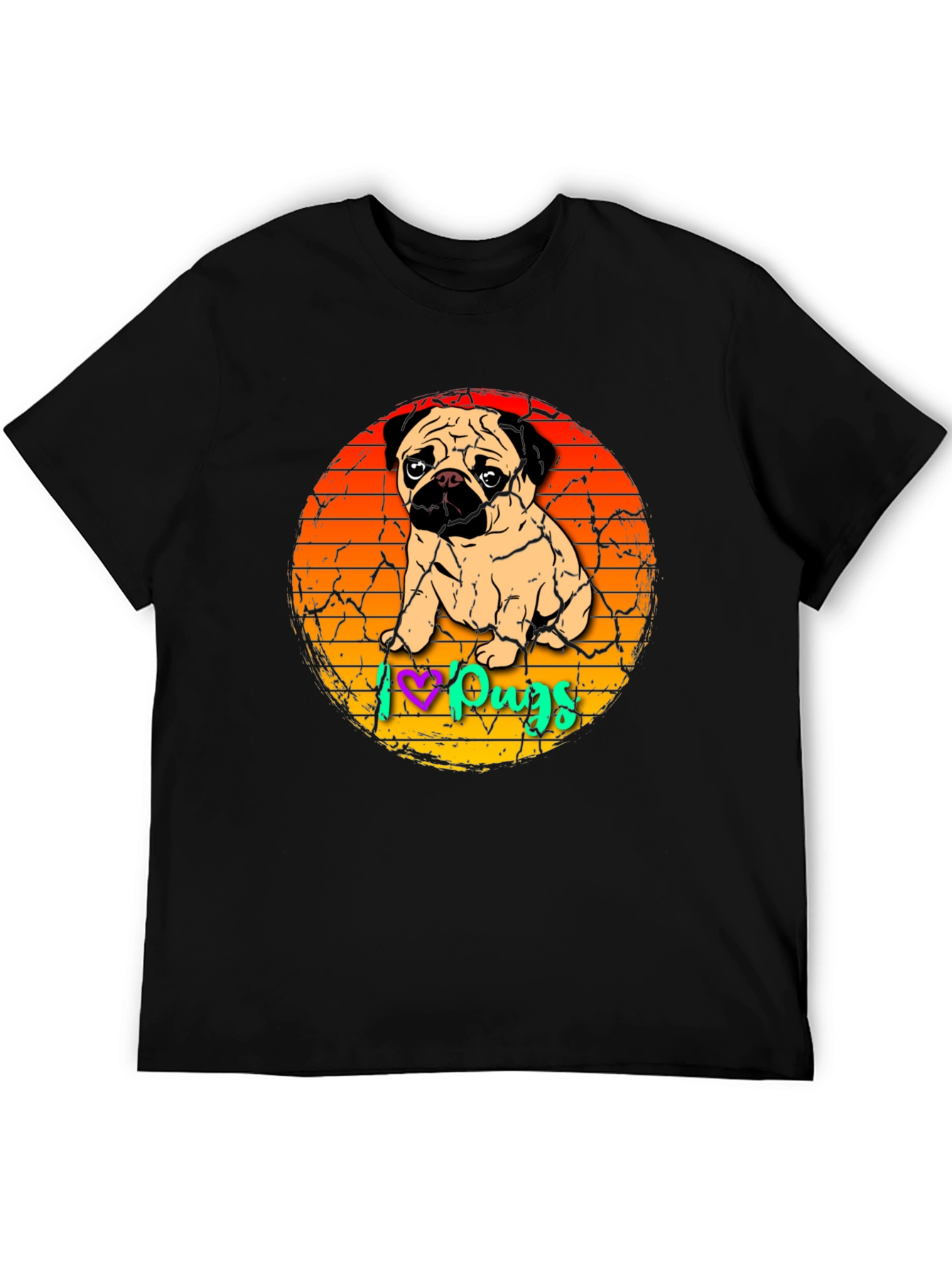 I Love Pugs Graphic Tee Cute Pug Lover Shirt