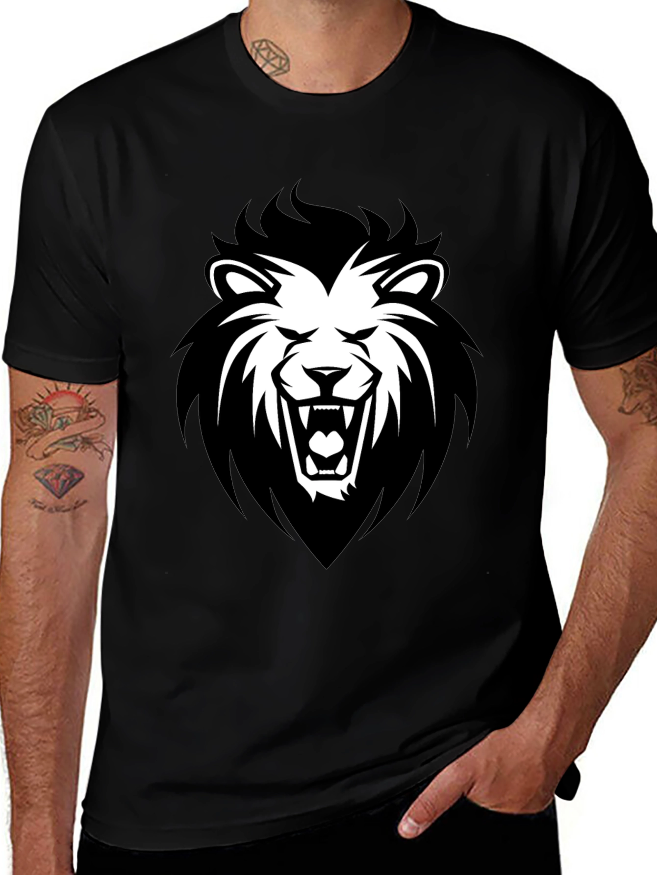 Black Lion Graphic T-Shirt - Fierce Style