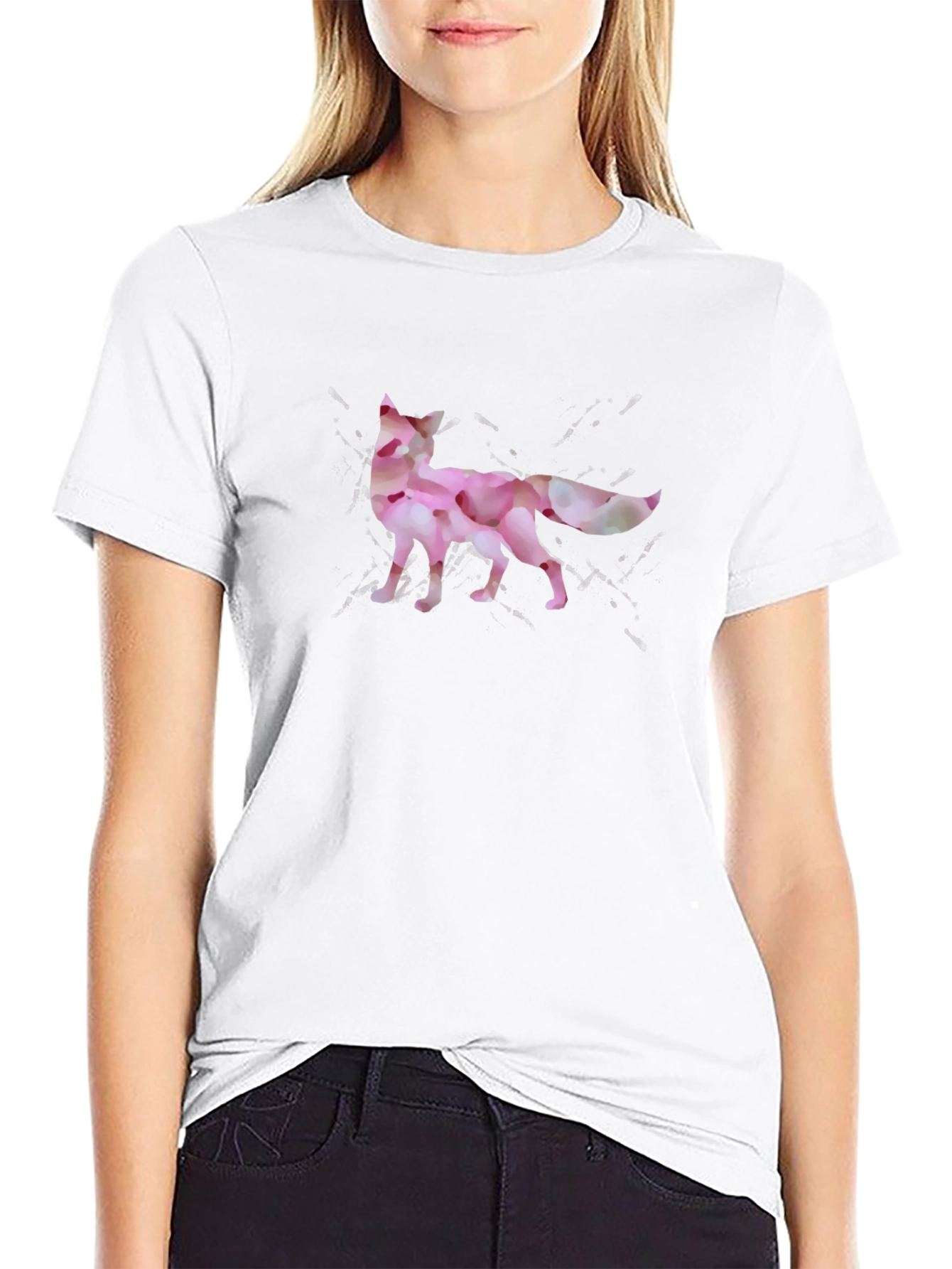 Floral Fox Print Black T-Shirt