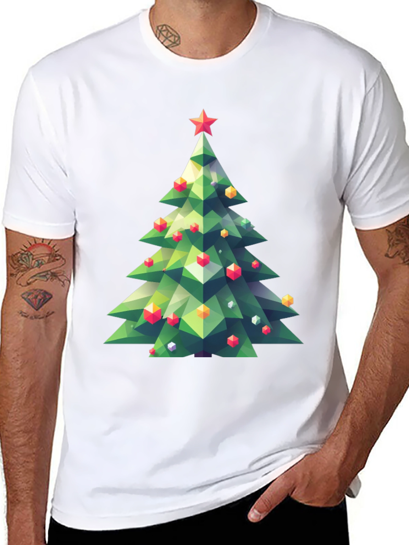 Geometric Christmas Tree Graphic Tee