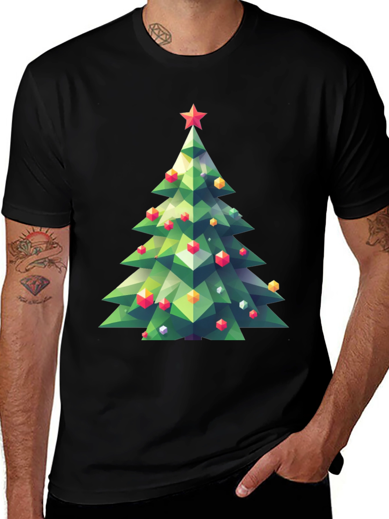 Geometric Christmas Tree Graphic Tee