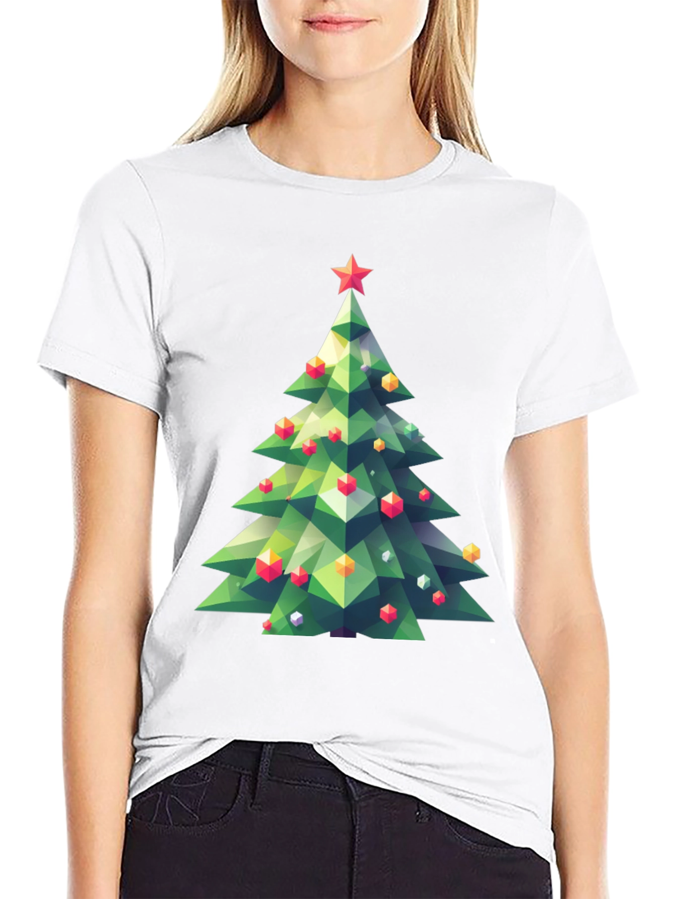 Geometric Christmas Tree Graphic Tee