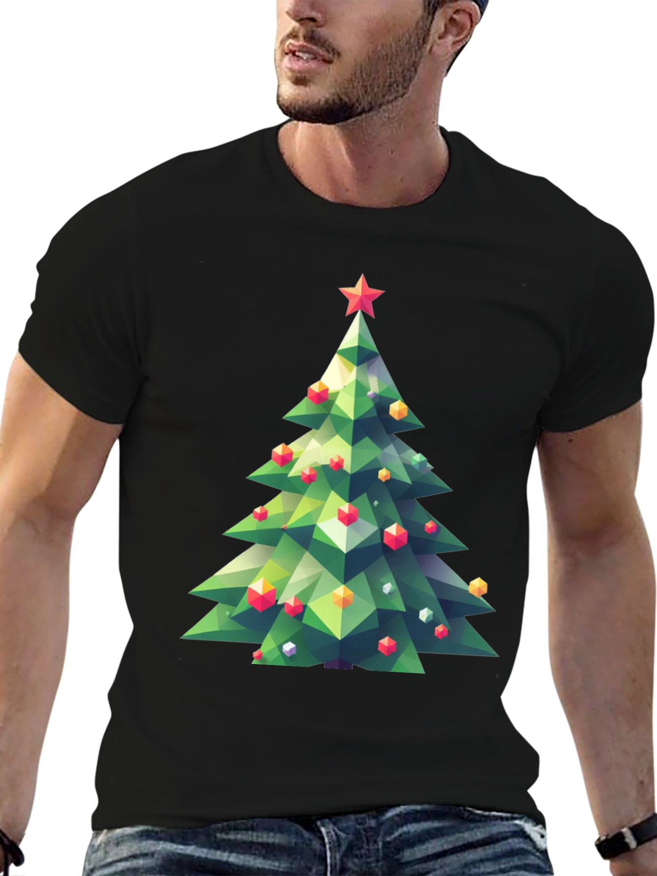 Geometric Christmas Tree Graphic Tee