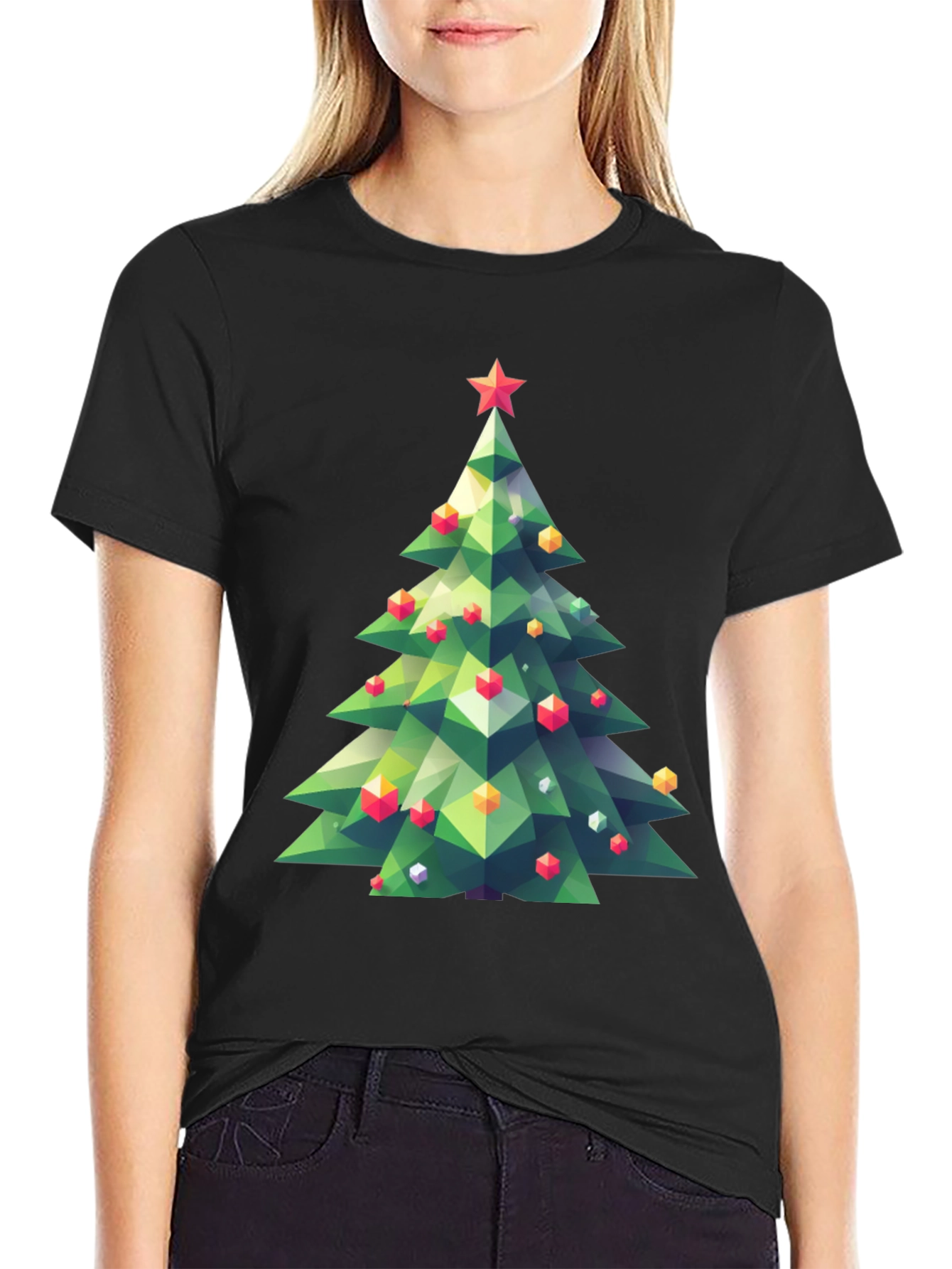 Geometric Christmas Tree Graphic Tee