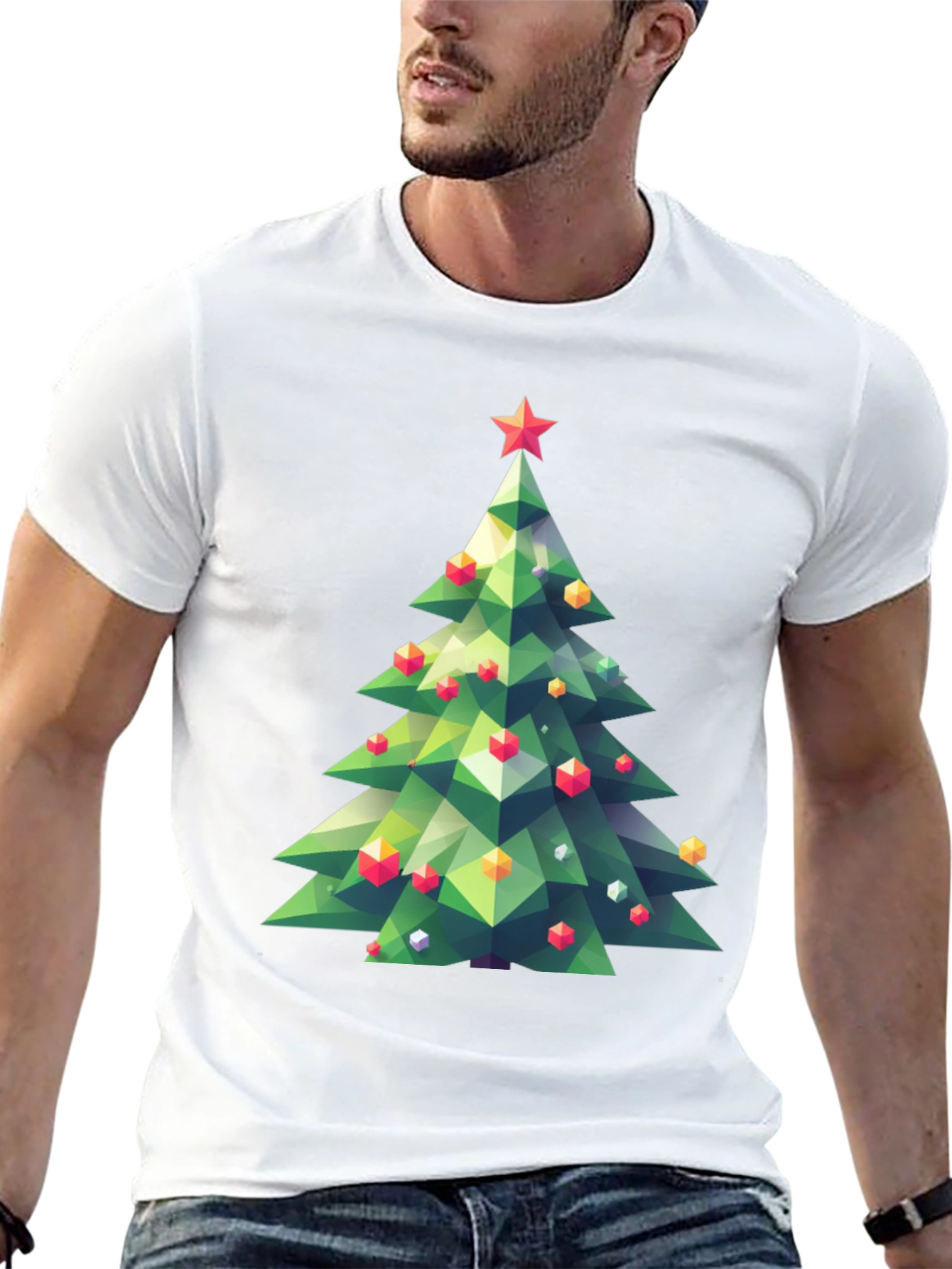 Geometric Christmas Tree Graphic Tee