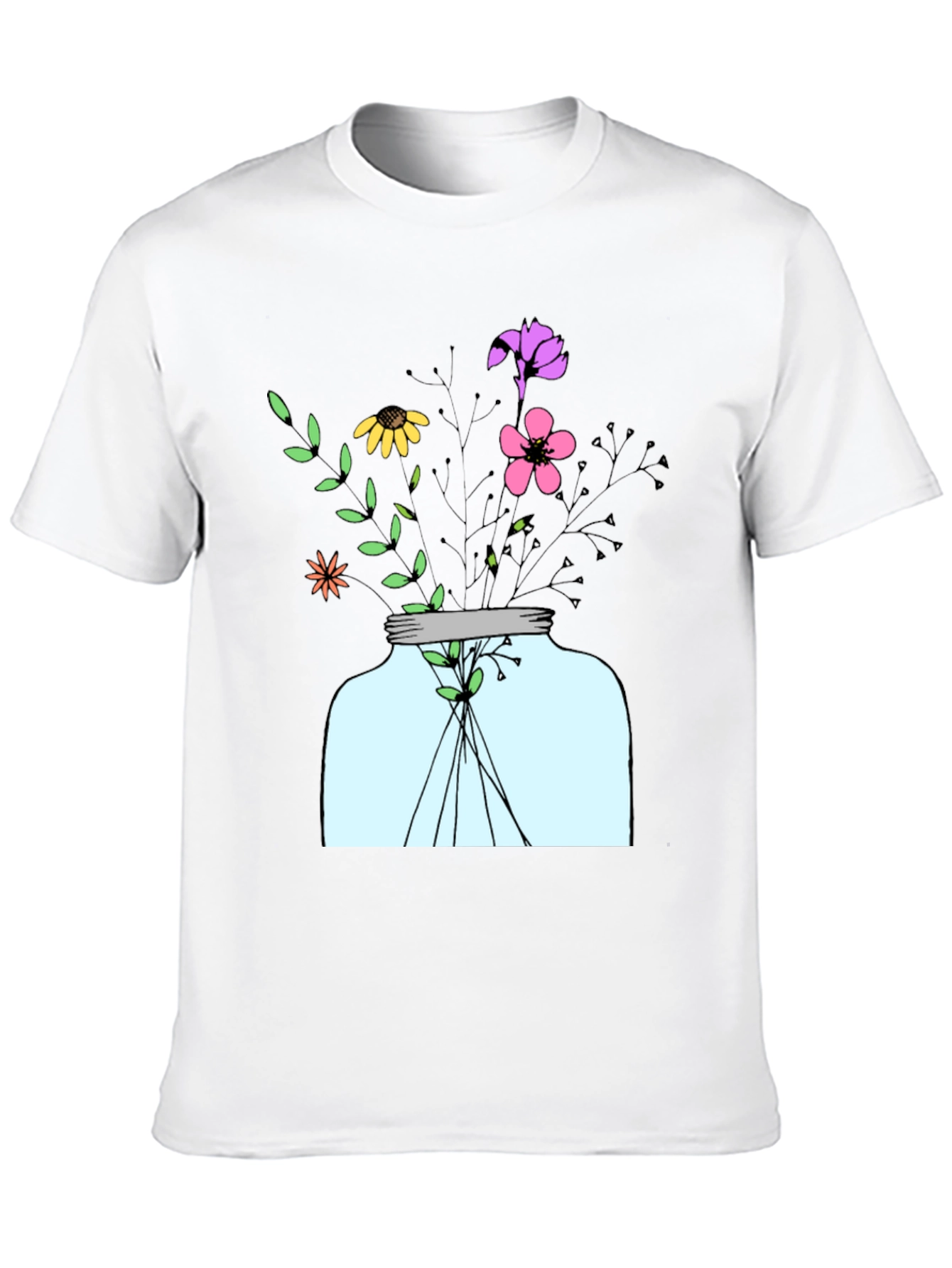 Floral Jar Graphic Tee - Mens Black T-Shirt