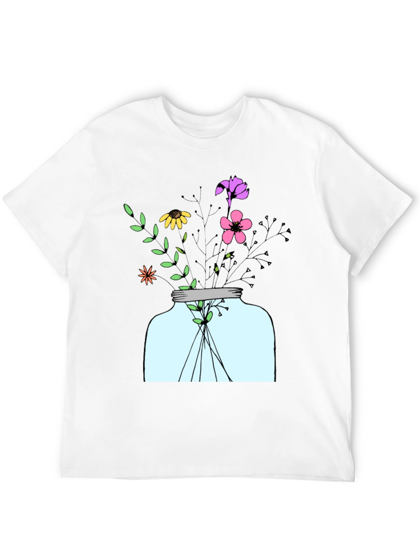 Floral Jar Graphic Tee - Mens Black T-Shirt