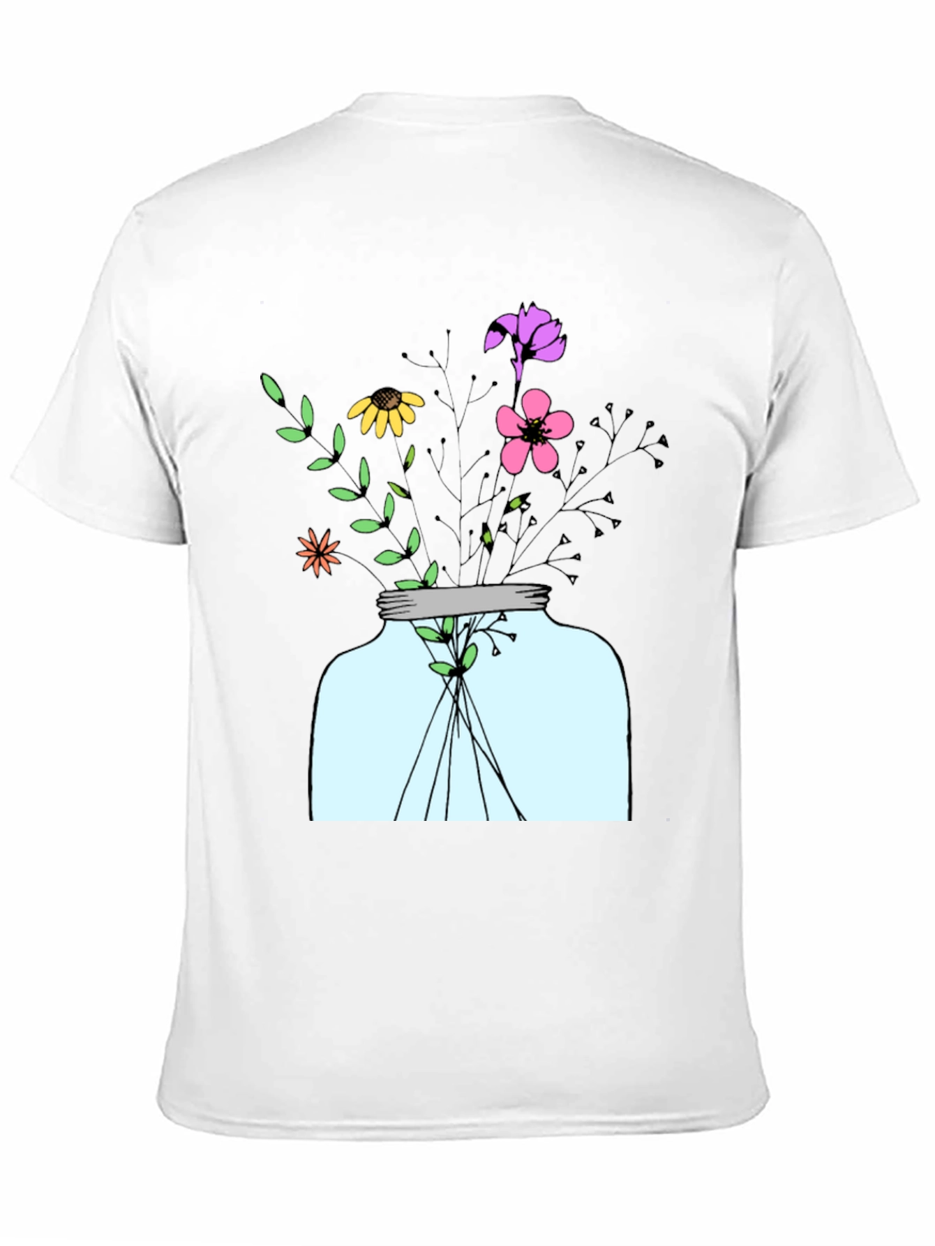 Floral Jar Graphic Tee - Mens Black T-Shirt