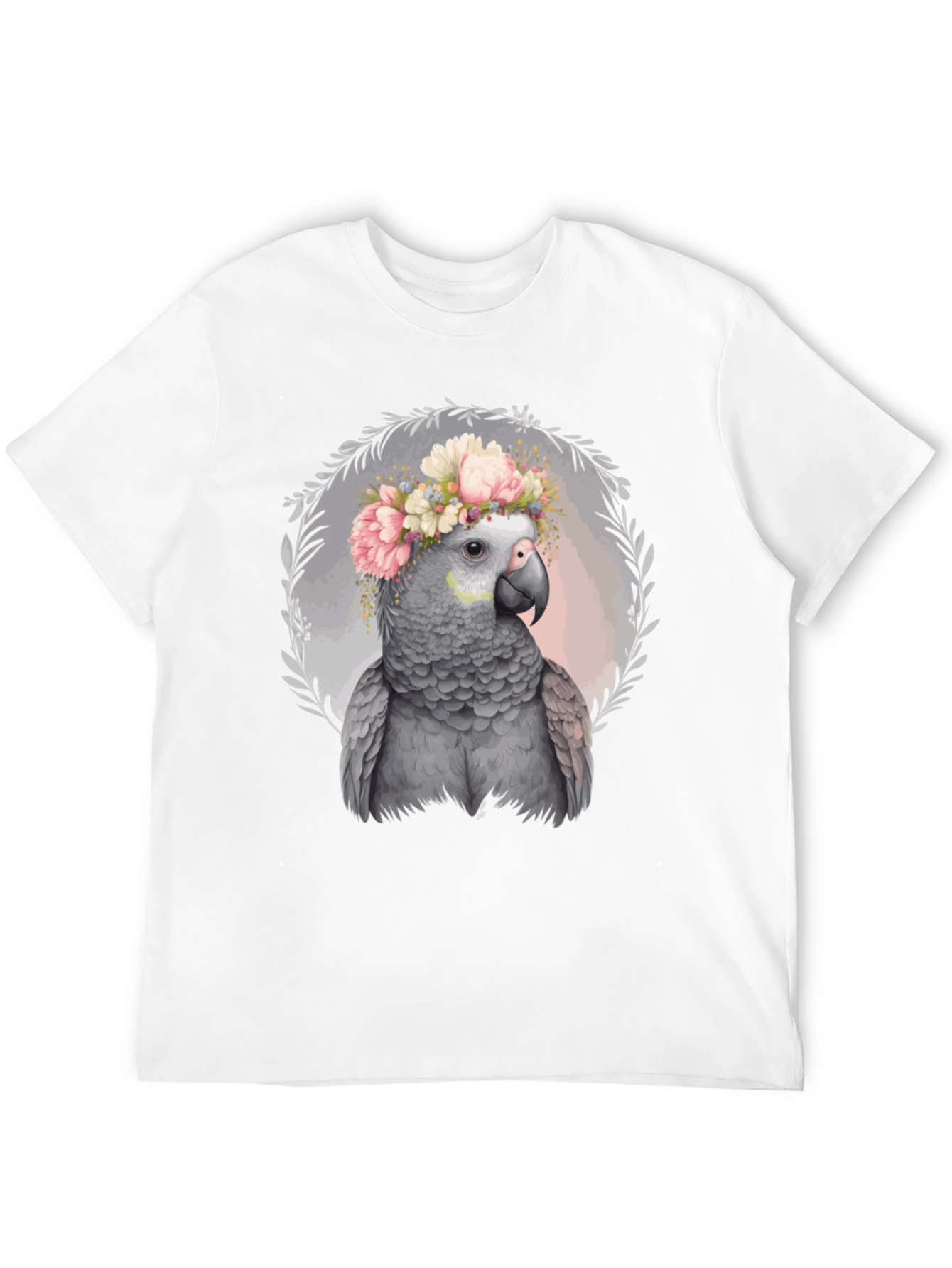 Parrot Floral Wreath Graphic Tee