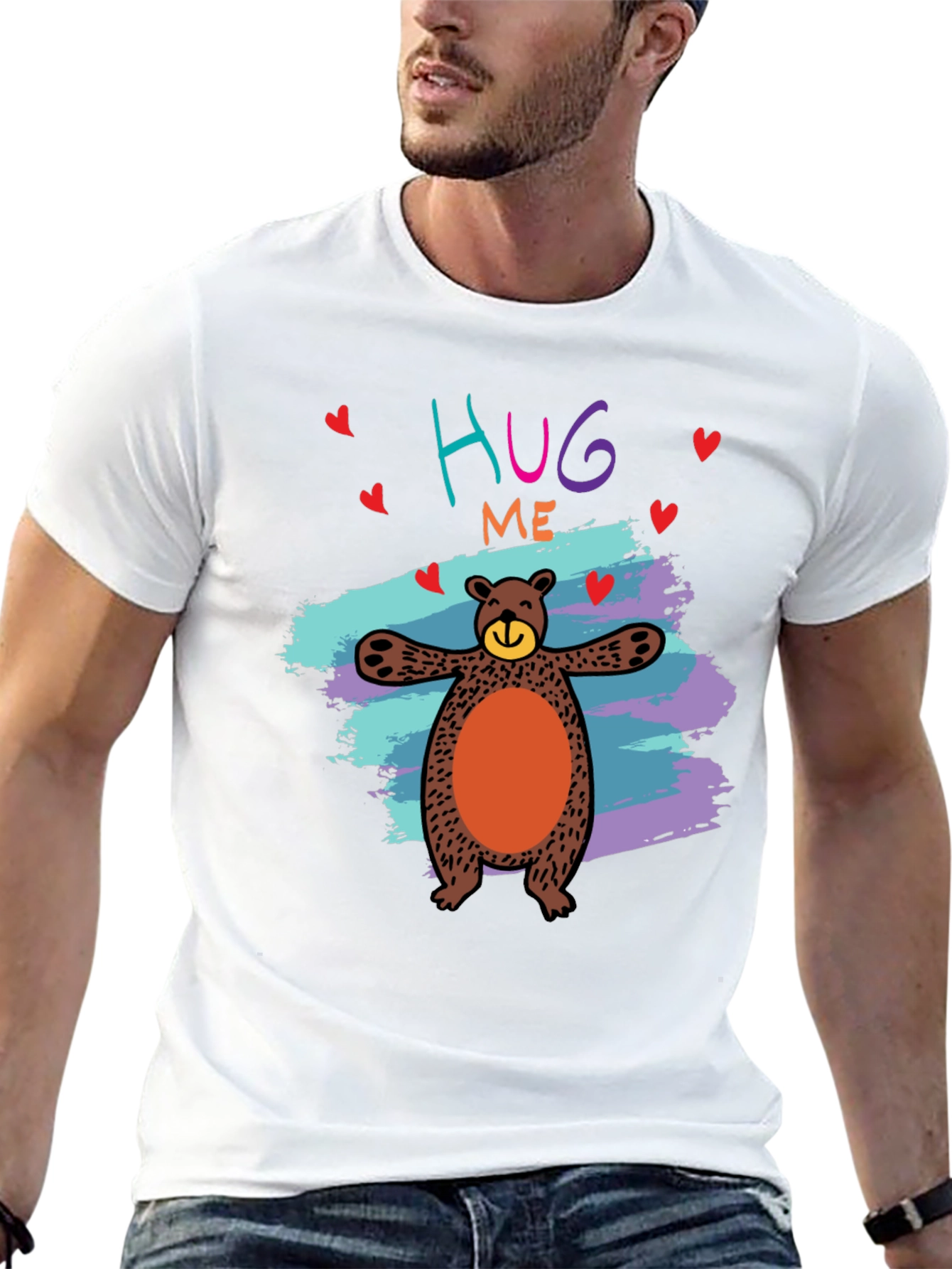 Hug Me Bear Graphic Tee - Cute & Comfy