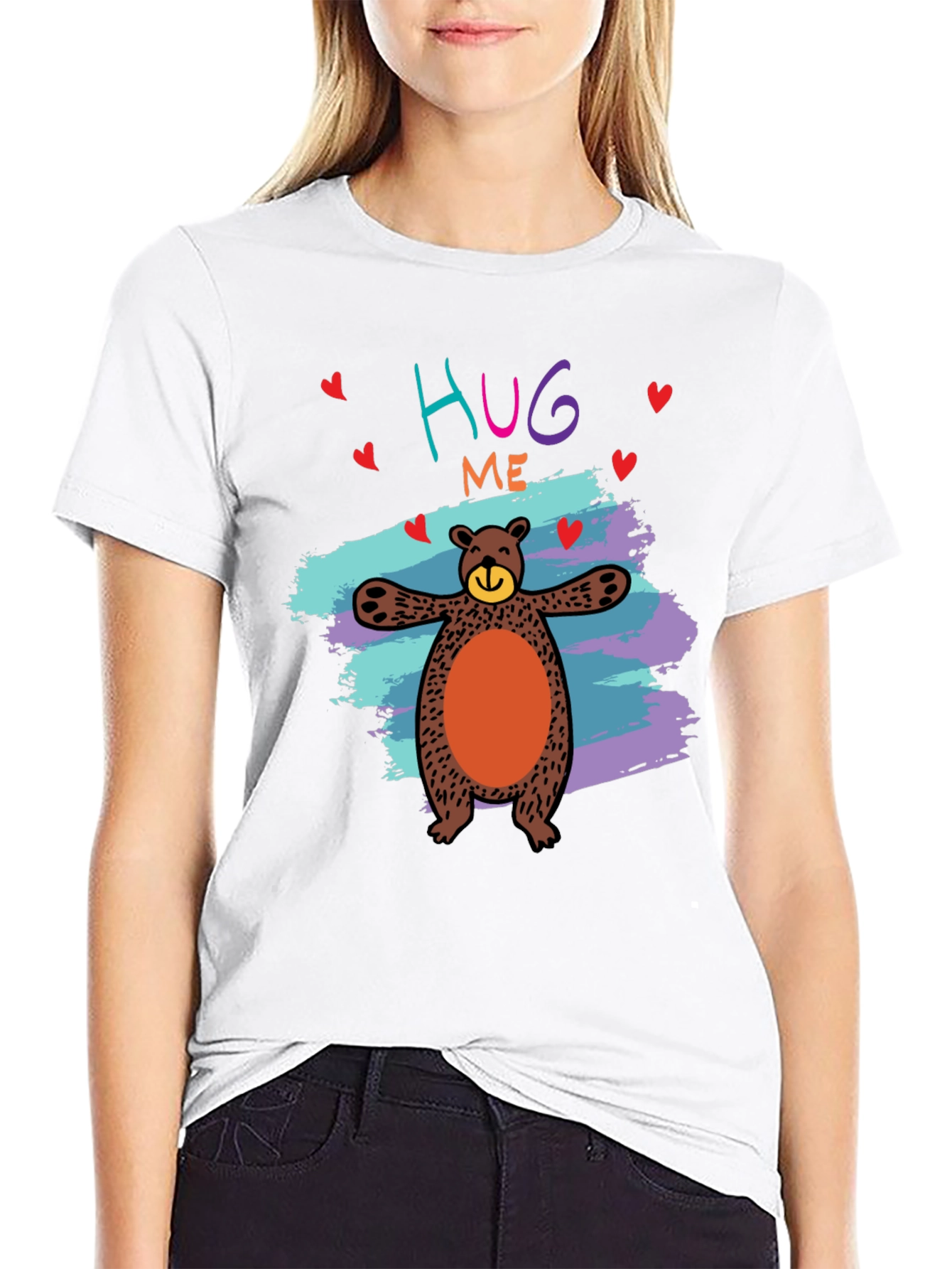 Hug Me Bear Graphic Tee - Cute & Comfy