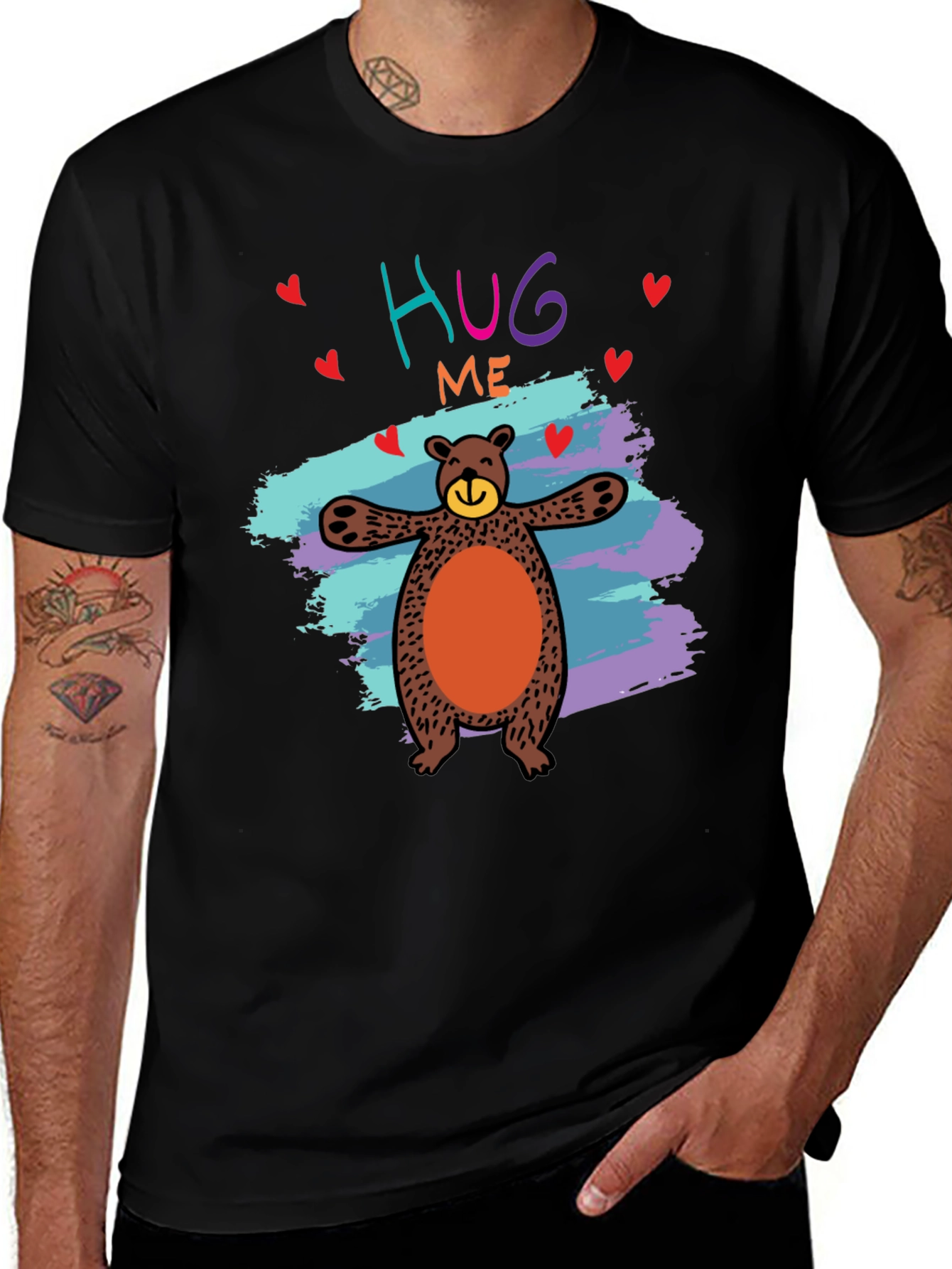 Hug Me Bear Graphic Tee - Cute & Comfy