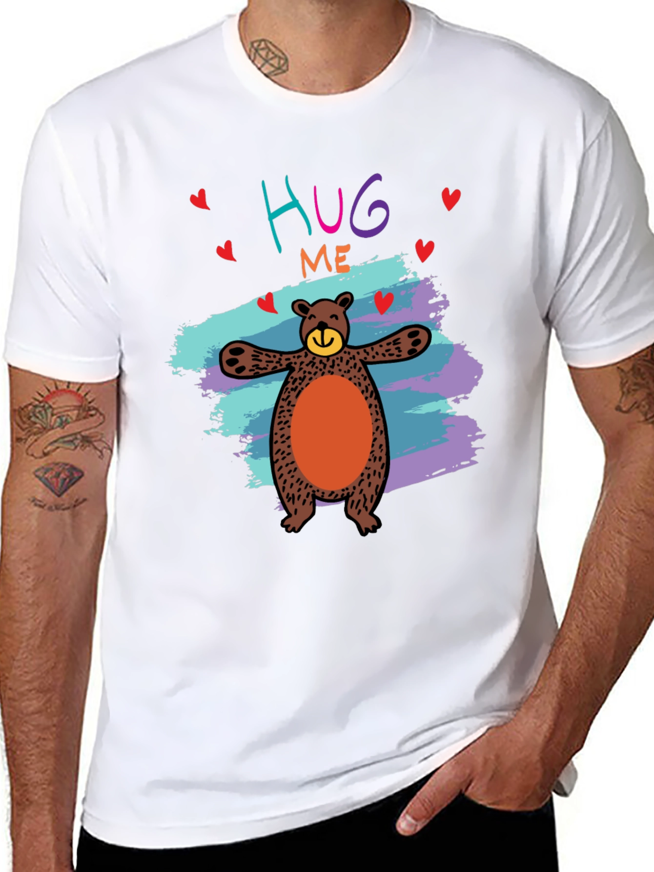 Hug Me Bear Graphic Tee - Cute & Comfy