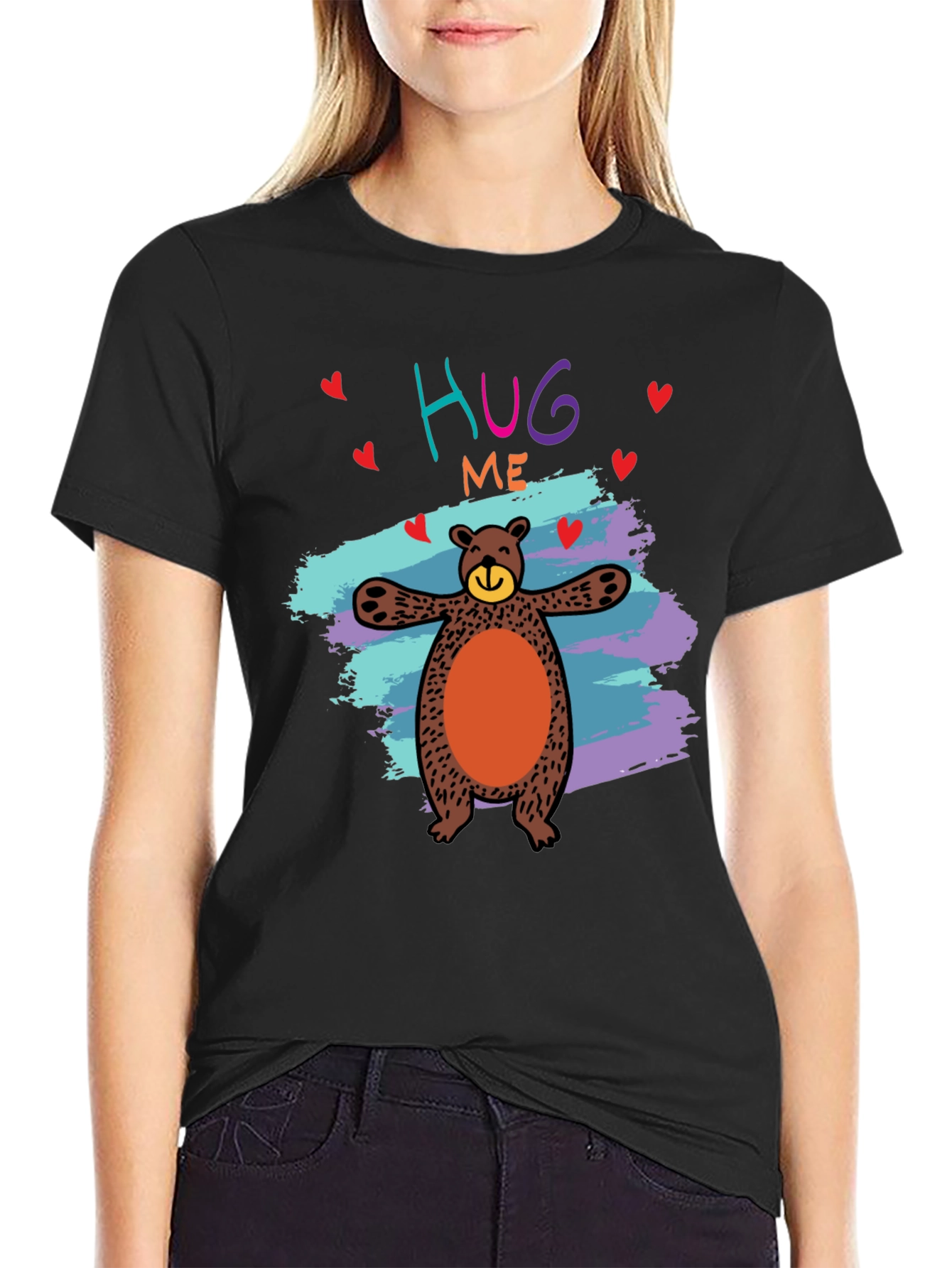 Hug Me Bear Graphic Tee - Cute & Comfy