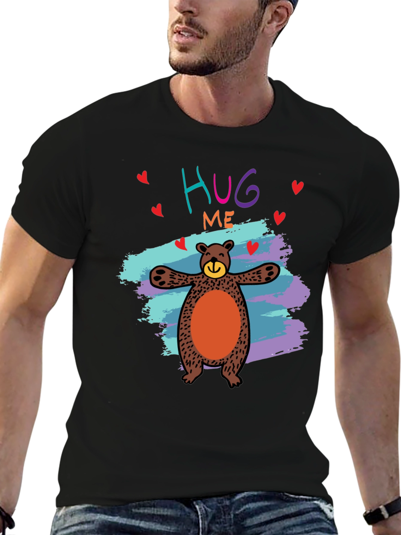 Hug Me Bear Graphic Tee - Cute & Comfy