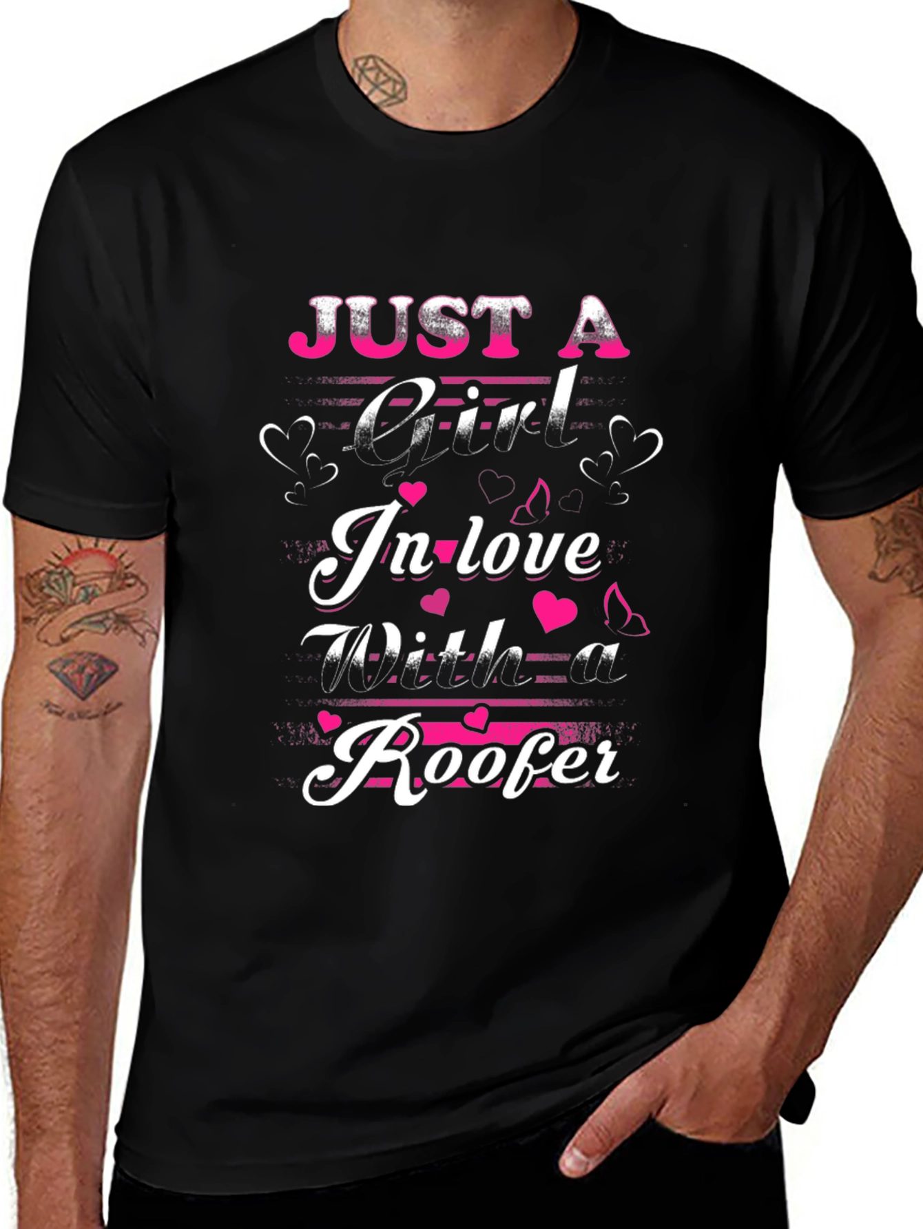 Roofers Girl T-Shirt: Just A Girl In Love Design