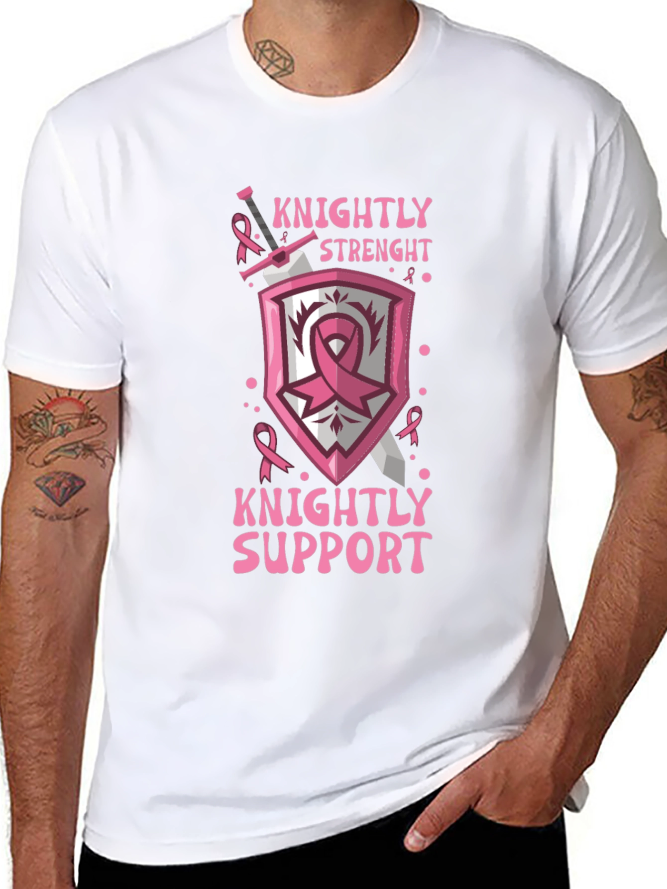 Knightly Strength Breast Cancer Support T-Shirt