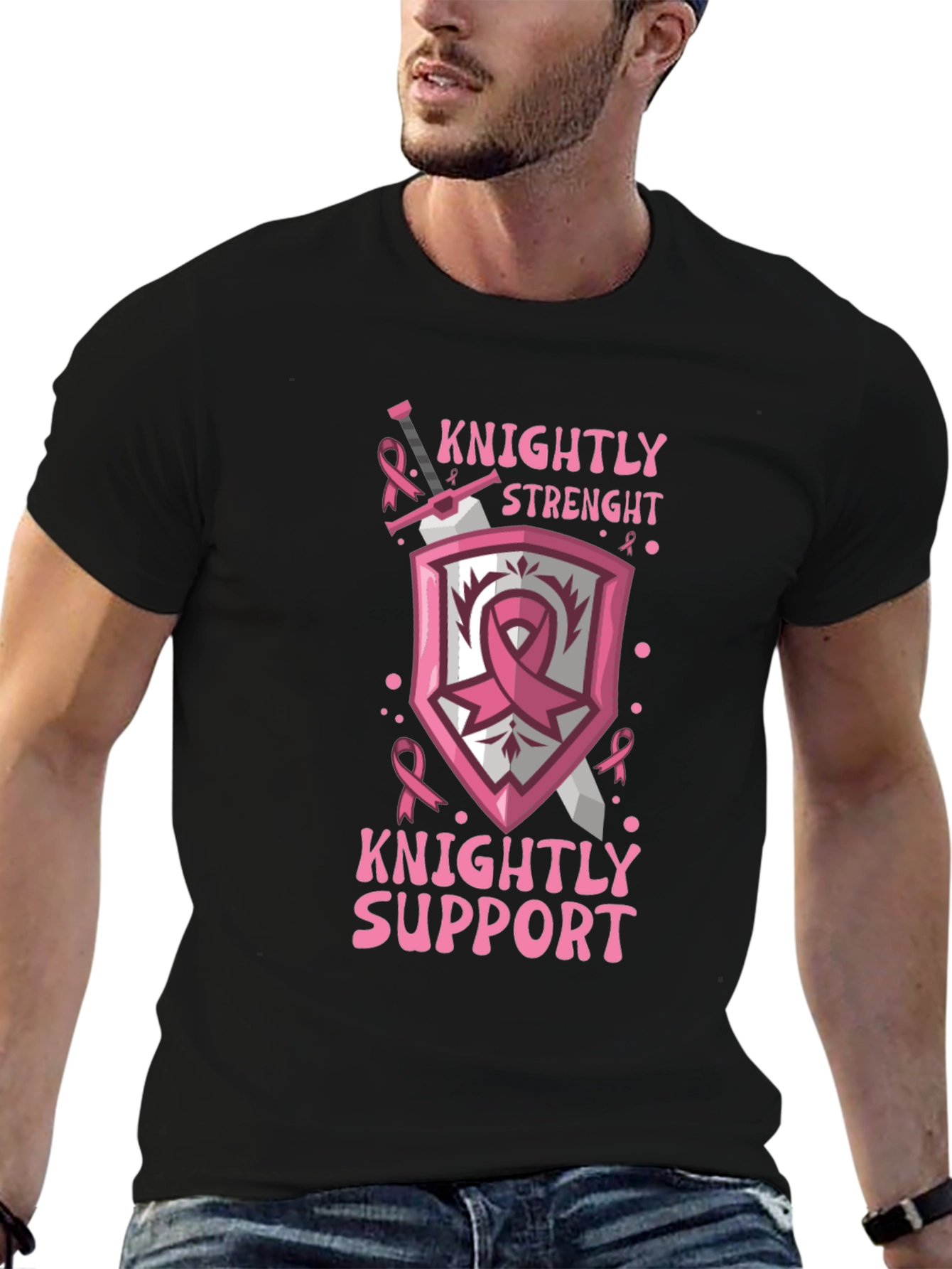 Knightly Strength Breast Cancer Support T-Shirt
