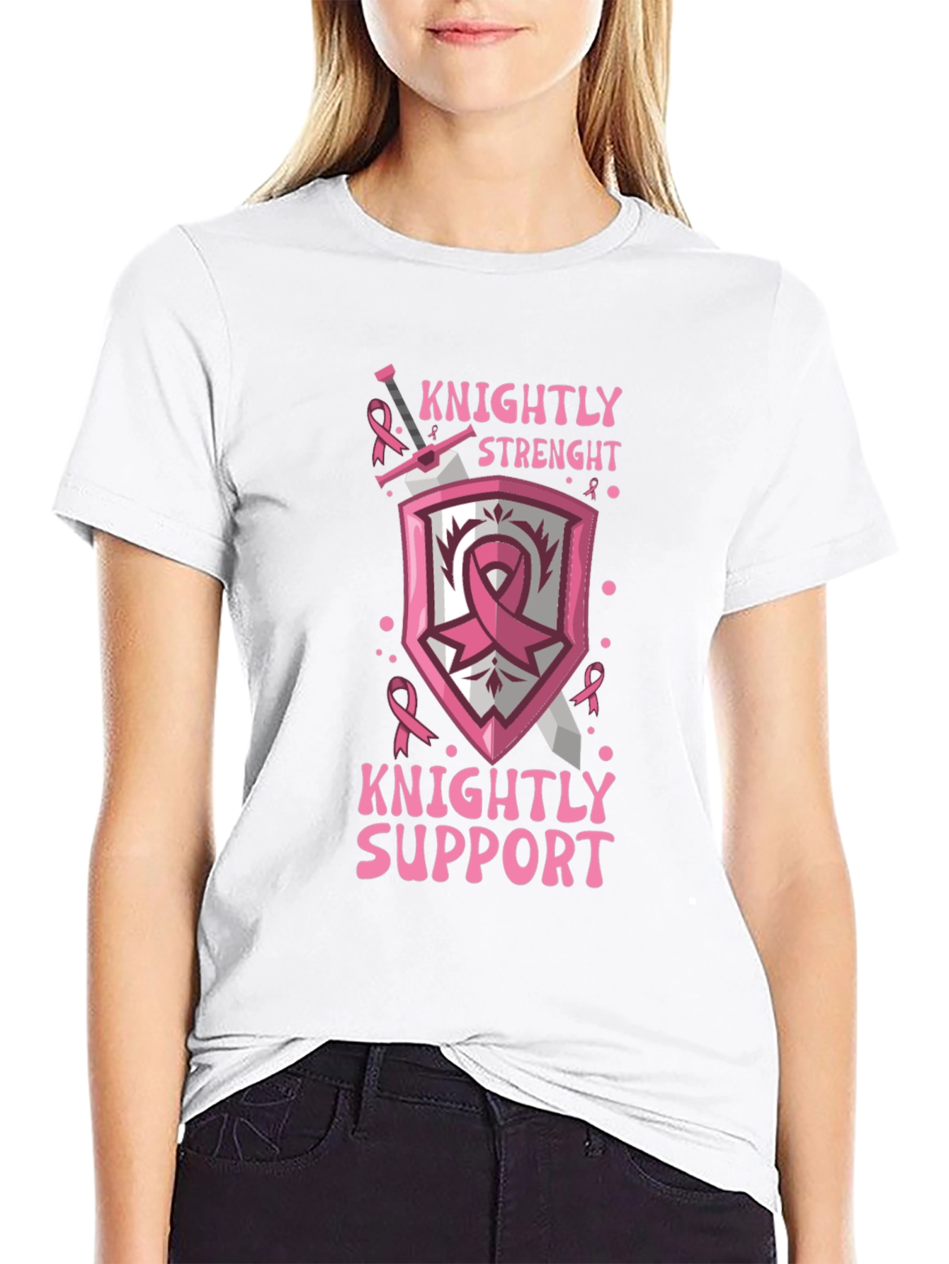 Knightly Strength Breast Cancer Support T-Shirt