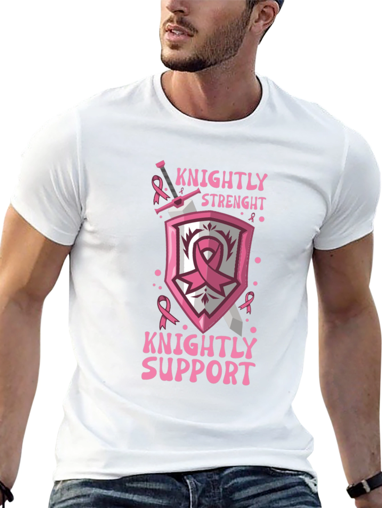 Knightly Strength Breast Cancer Support T-Shirt