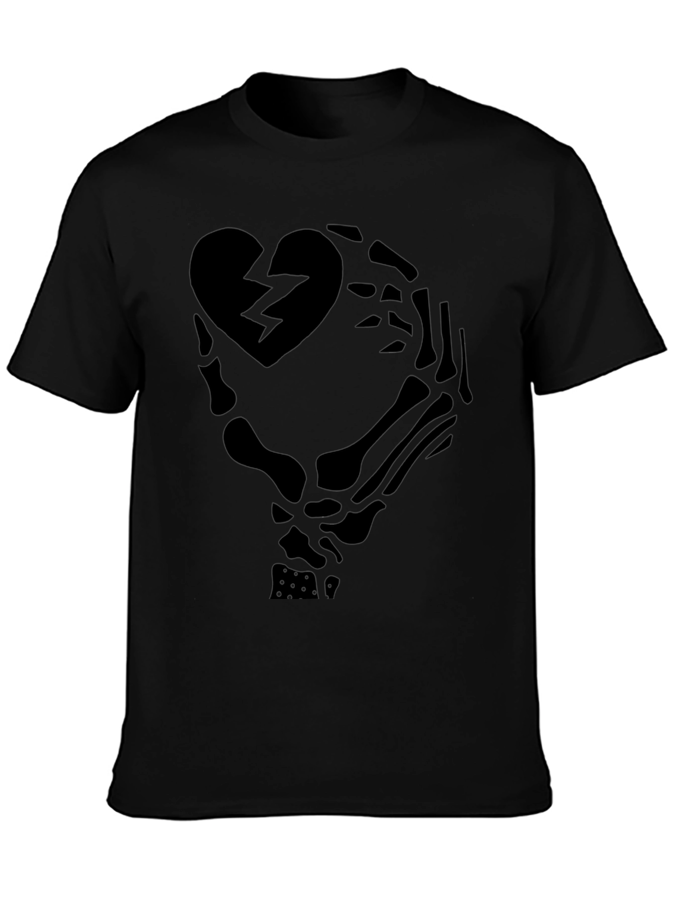 Broken Heart Skeleton Hand Graphic T-Shirt