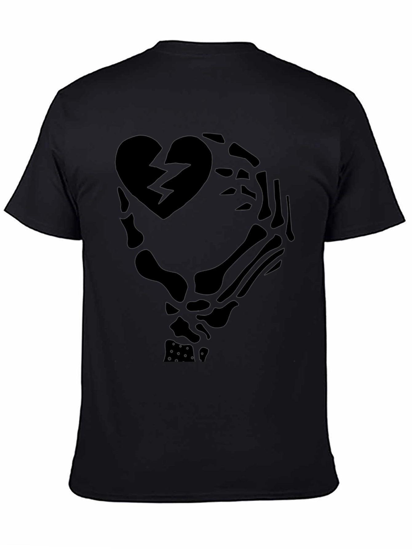 Broken Heart Skeleton Hand Graphic T-Shirt