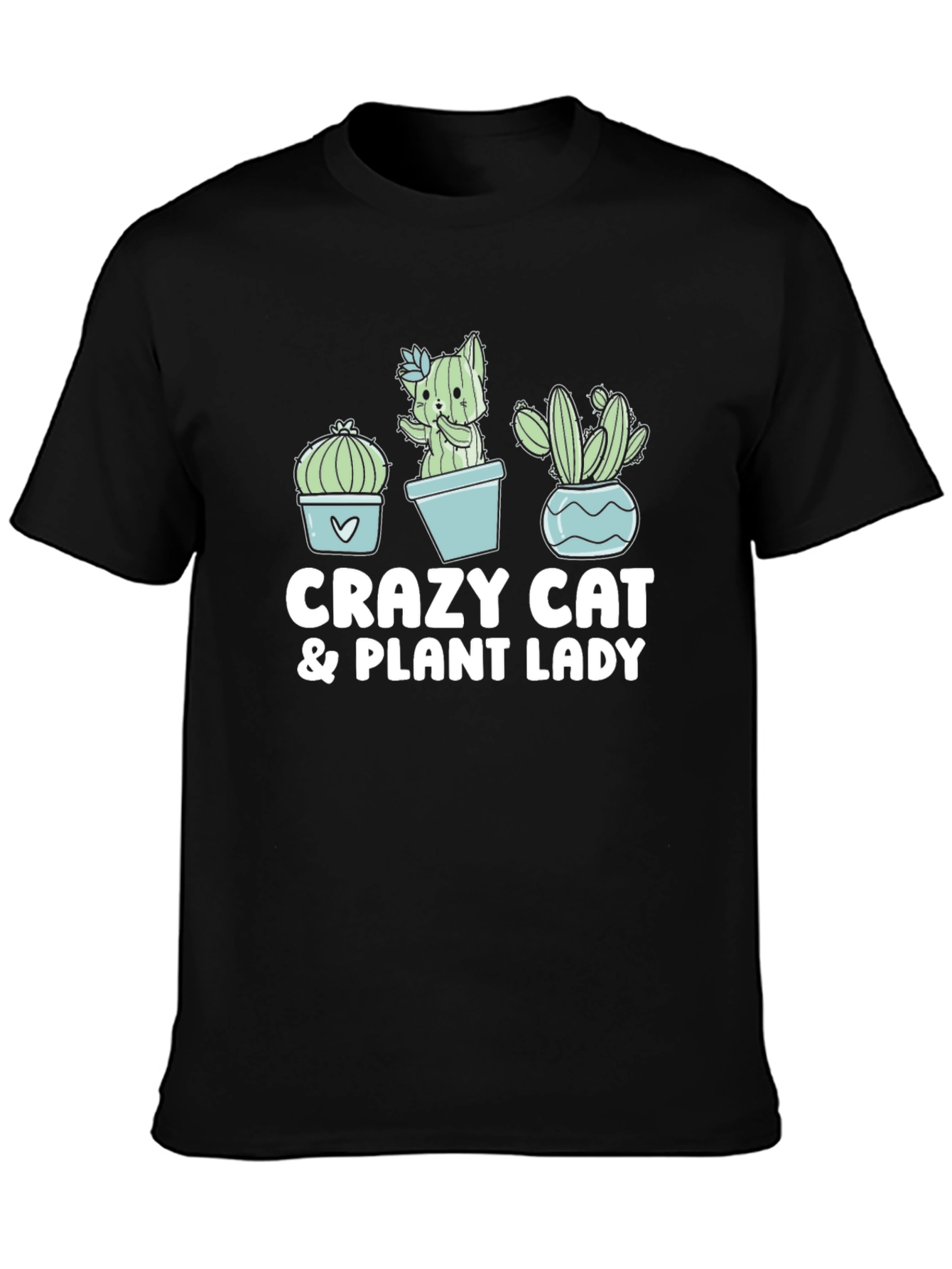 Crazy Cat & Plant Lady Black T-Shirt