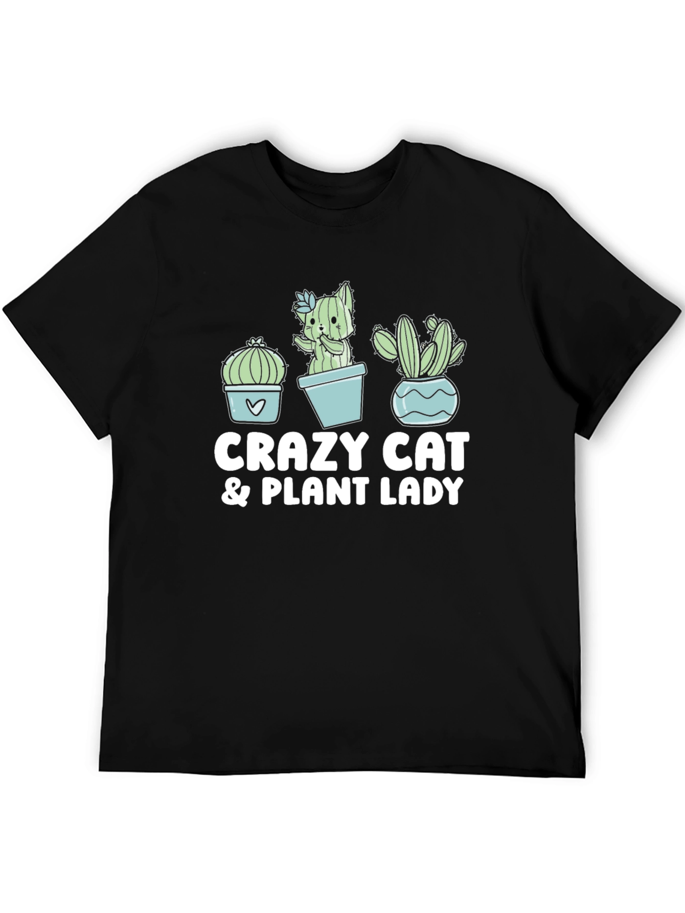Crazy Cat & Plant Lady Black T-Shirt