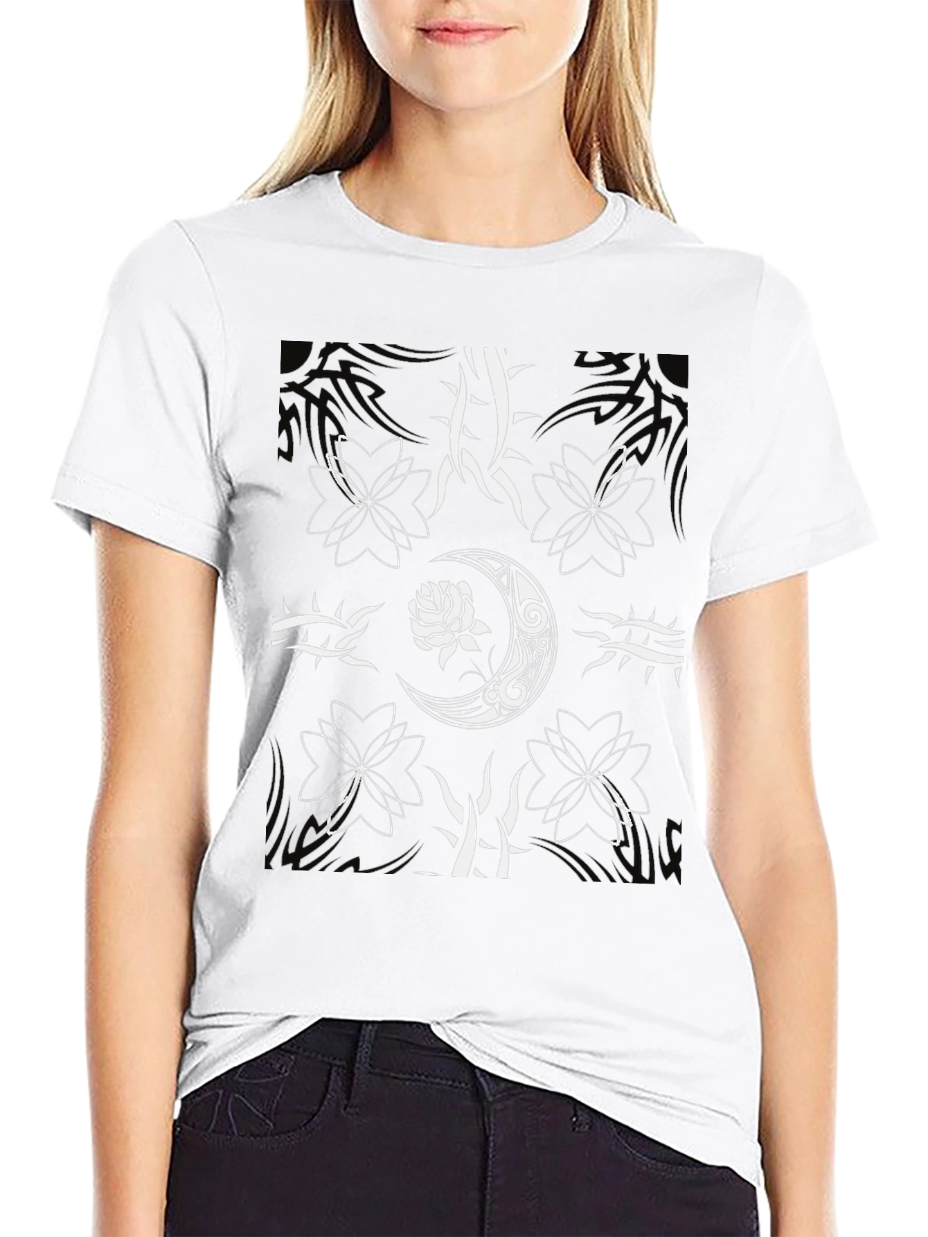 Edgy Graphic Tee - Rose & Moon Design