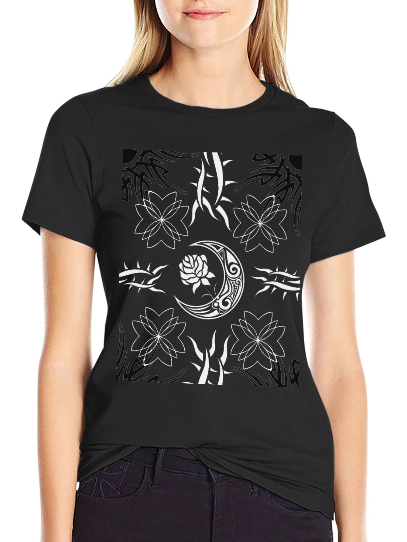 Edgy Graphic Tee - Rose & Moon Design