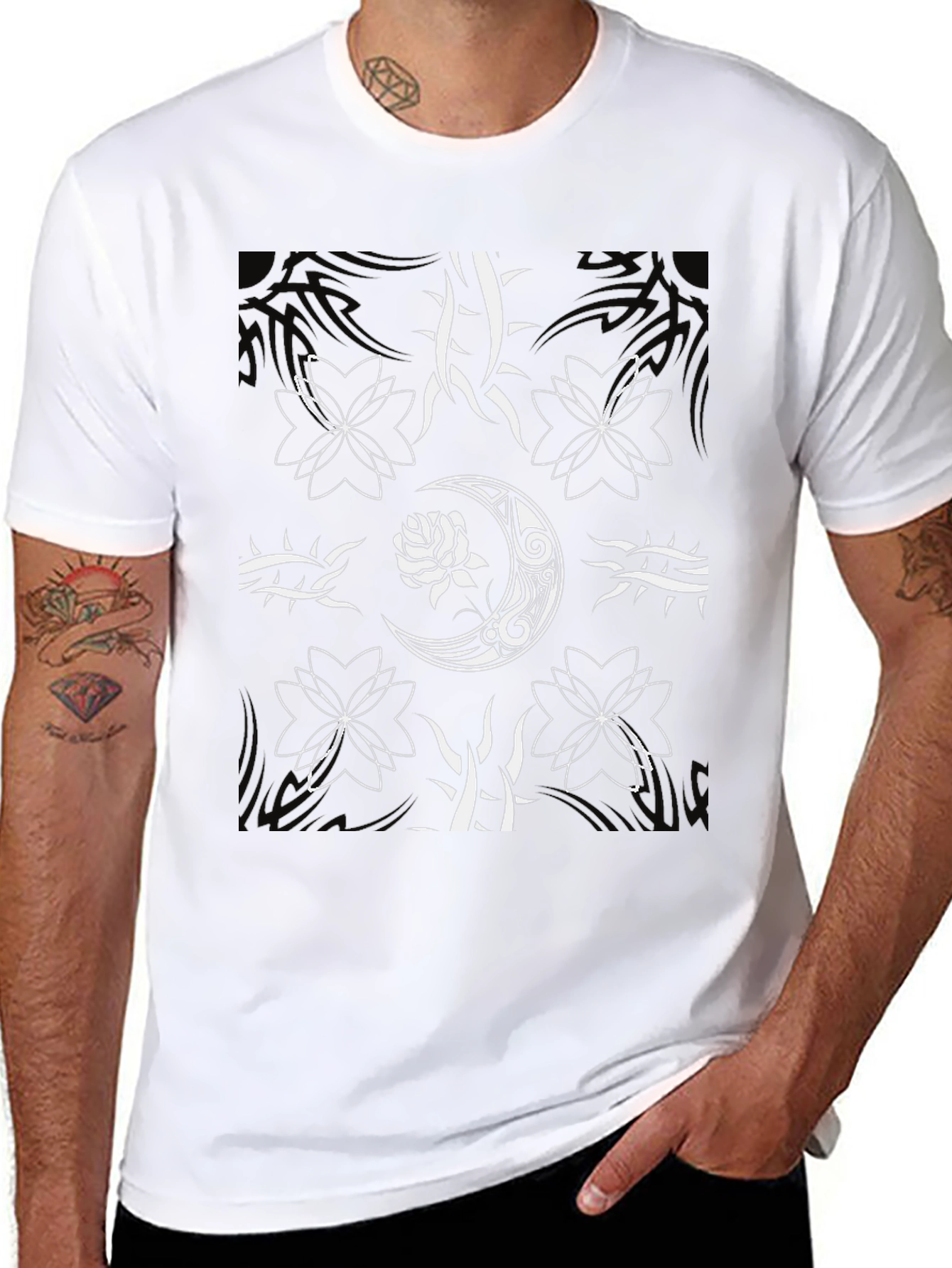 Edgy Graphic Tee - Rose & Moon Design