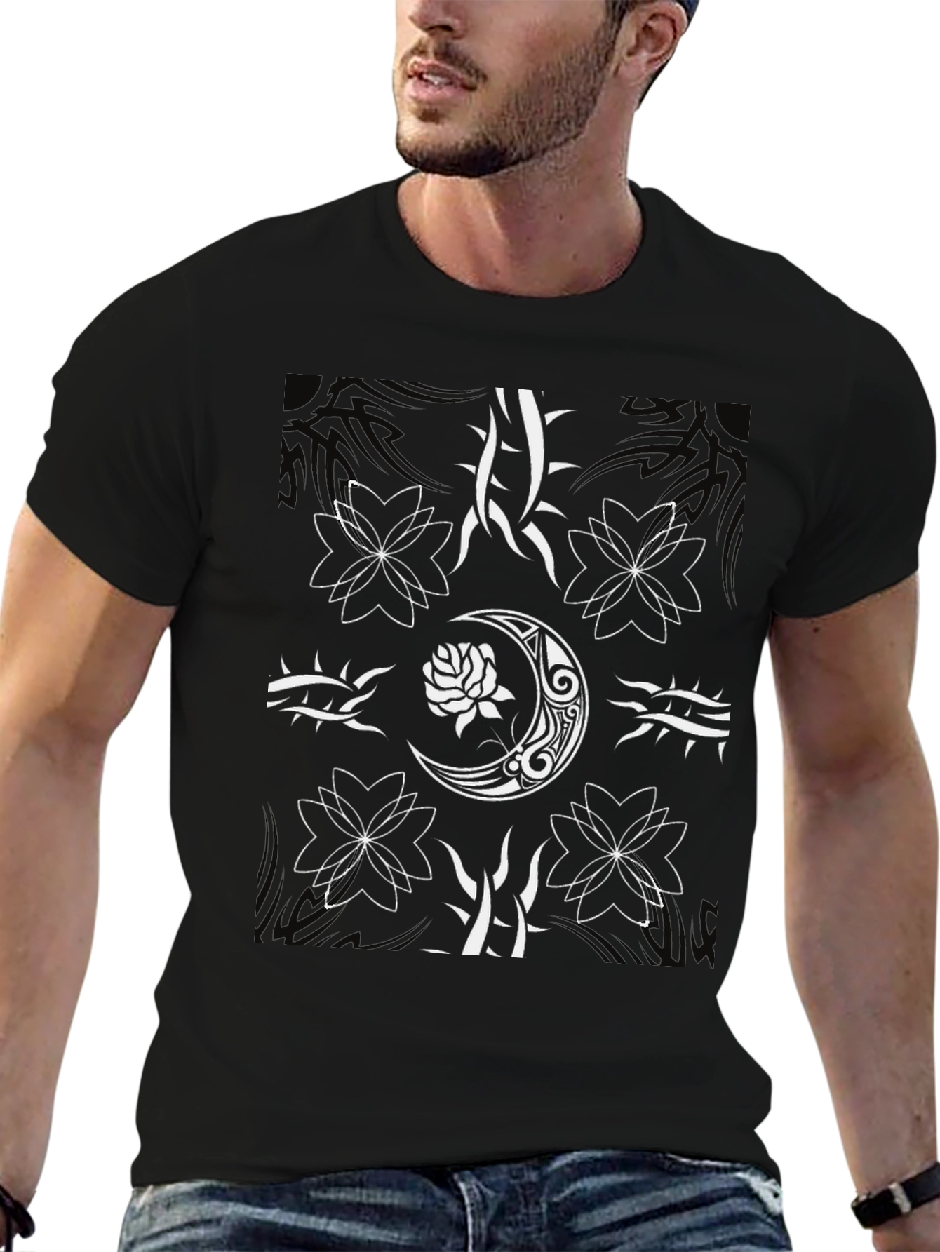 Edgy Graphic Tee - Rose & Moon Design