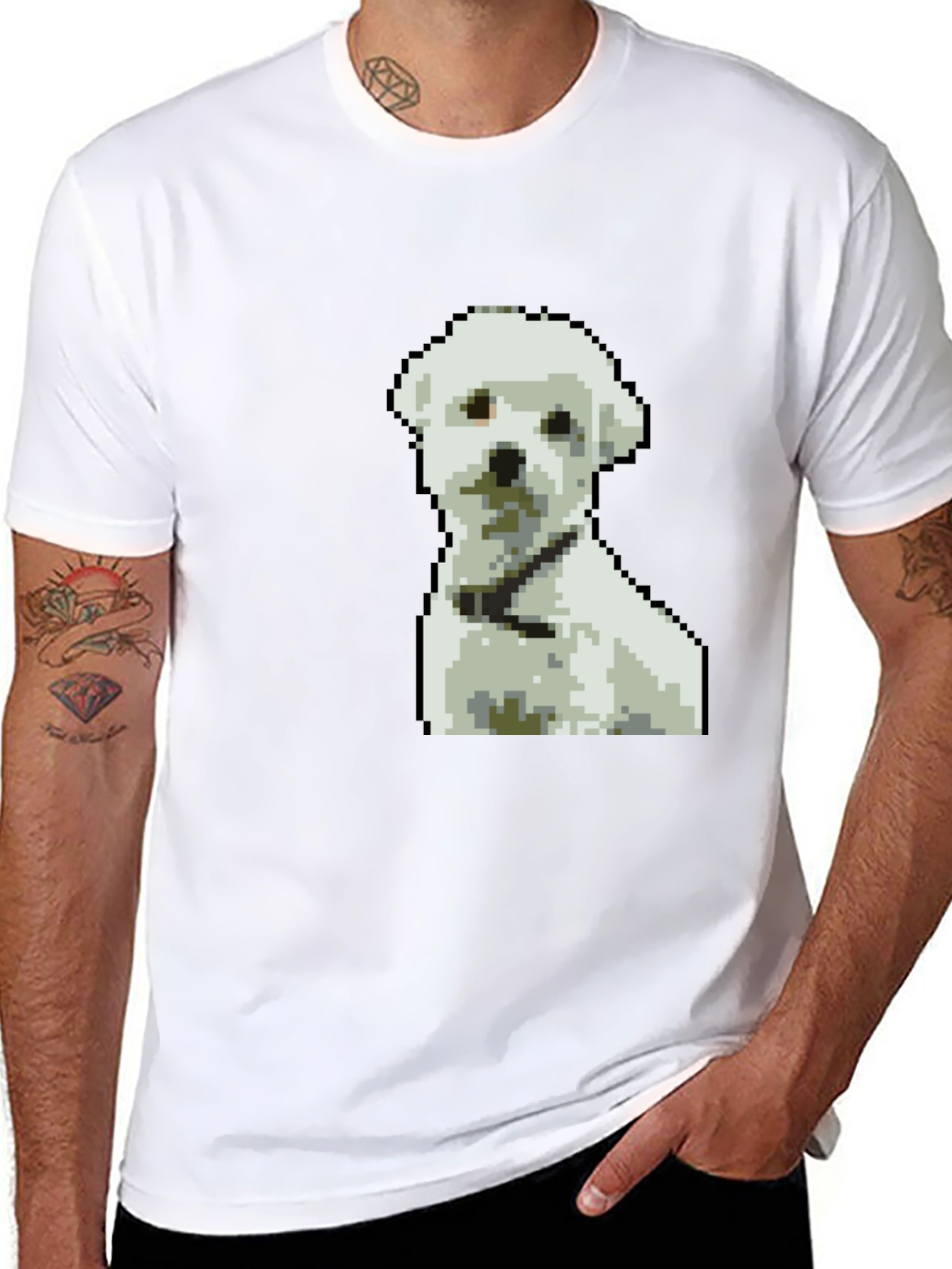 Pixel Art Dog Graphic T-Shirt