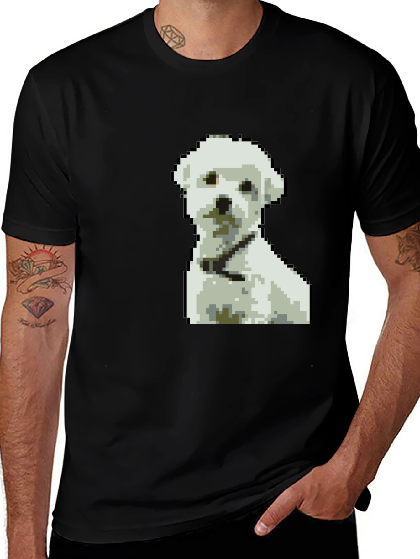 Pixel Art Dog Graphic T-Shirt